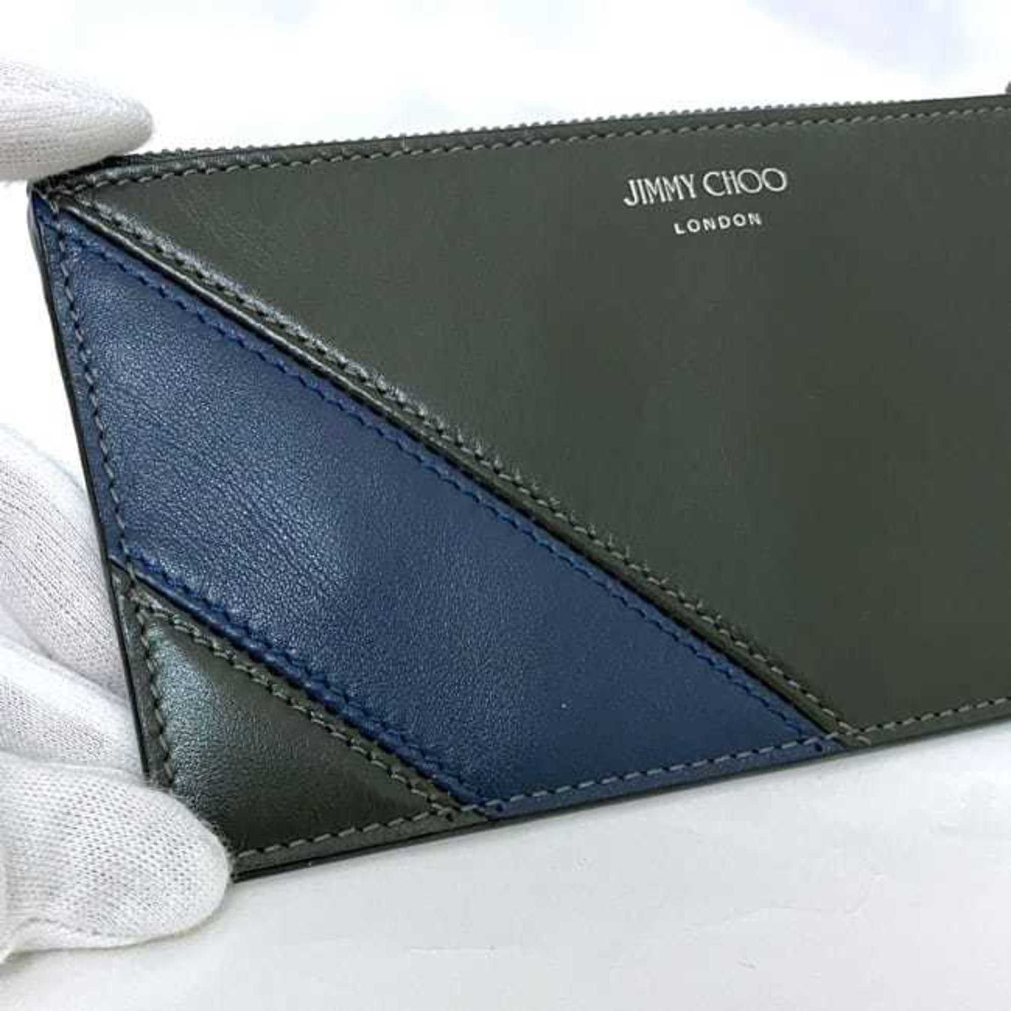Jimmy Choo coin case ec-22354 khaki green navy leather JIMMY CHOO