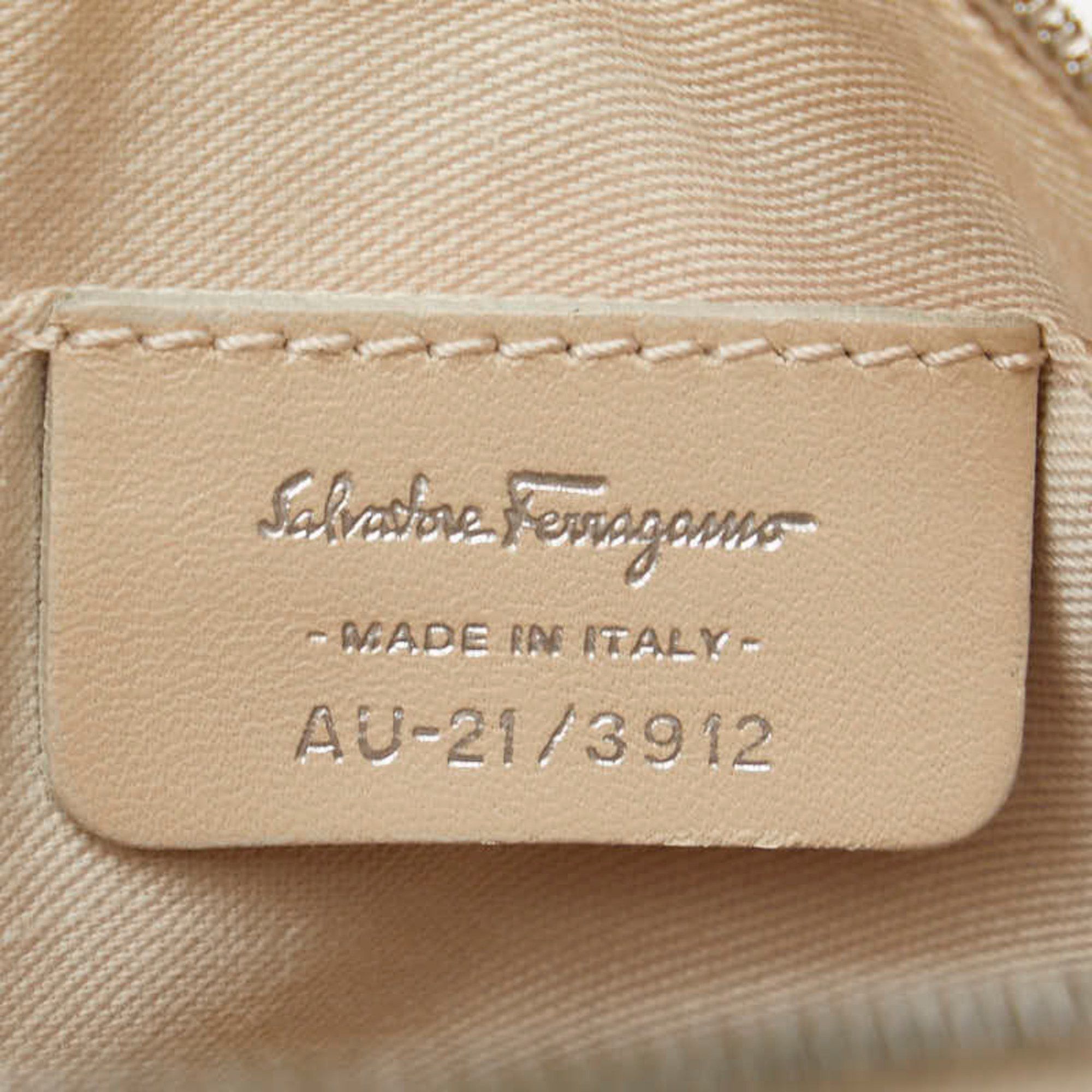 Salvatore Ferragamo Salvatore Ferragamo Gancini Flower Fish Handbag Bag AU-21 3912 White Nylon Leather Women's Size ONE SIZE - 6 Thumbnail