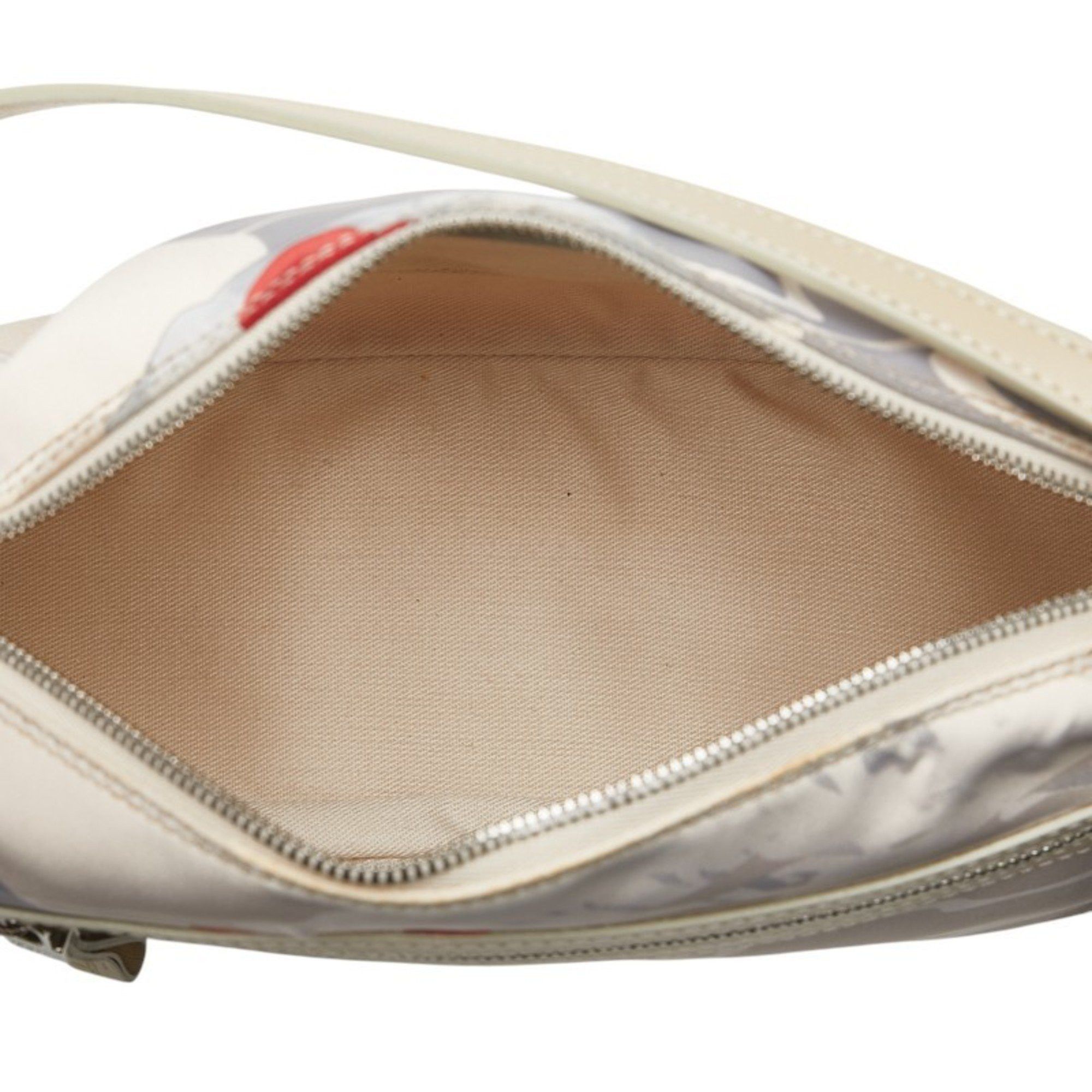 Salvatore Ferragamo Salvatore Ferragamo Gancini Flower Fish Handbag Bag AU-21 3912 White Nylon Leather Women's Size ONE SIZE - 5 Thumbnail