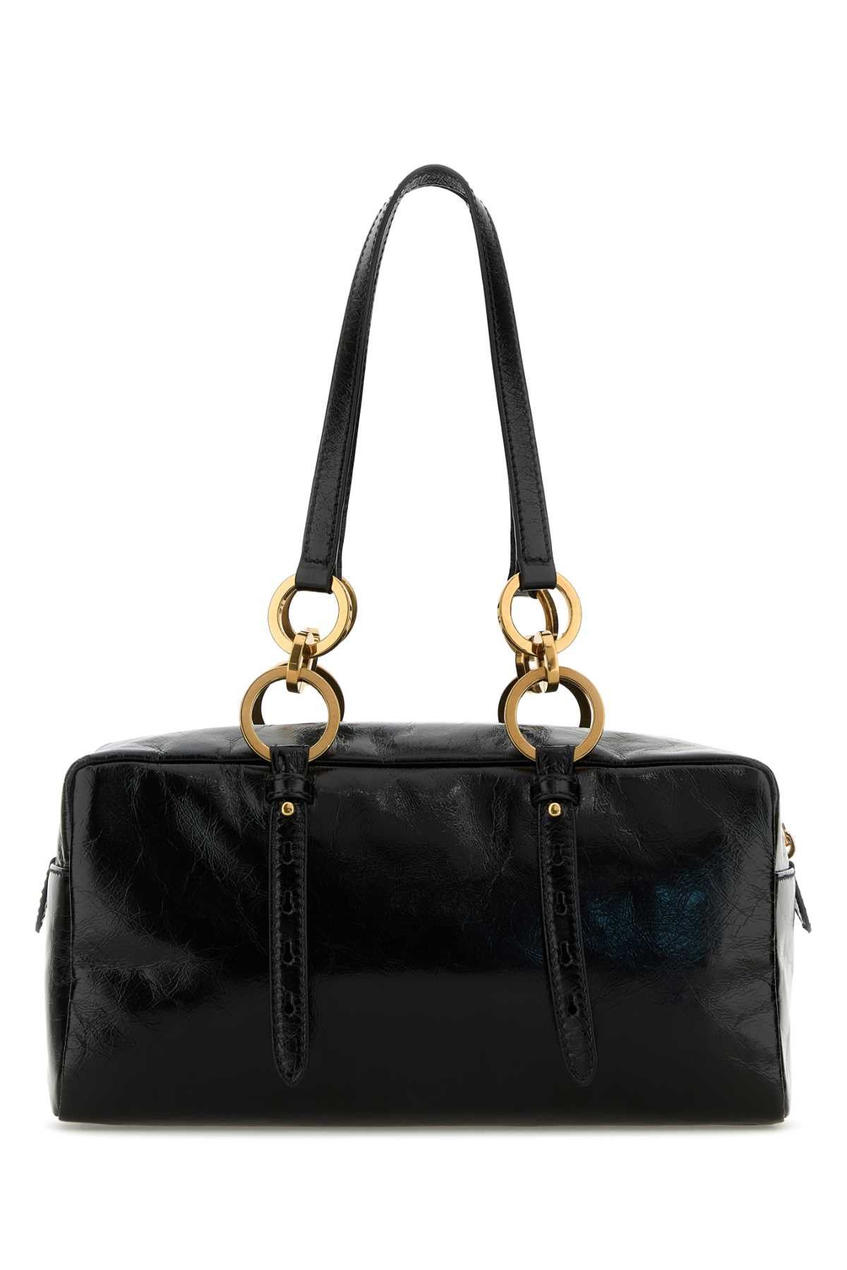 Prada Black Leather Handbag Size ONE SIZE - 3 Thumbnail