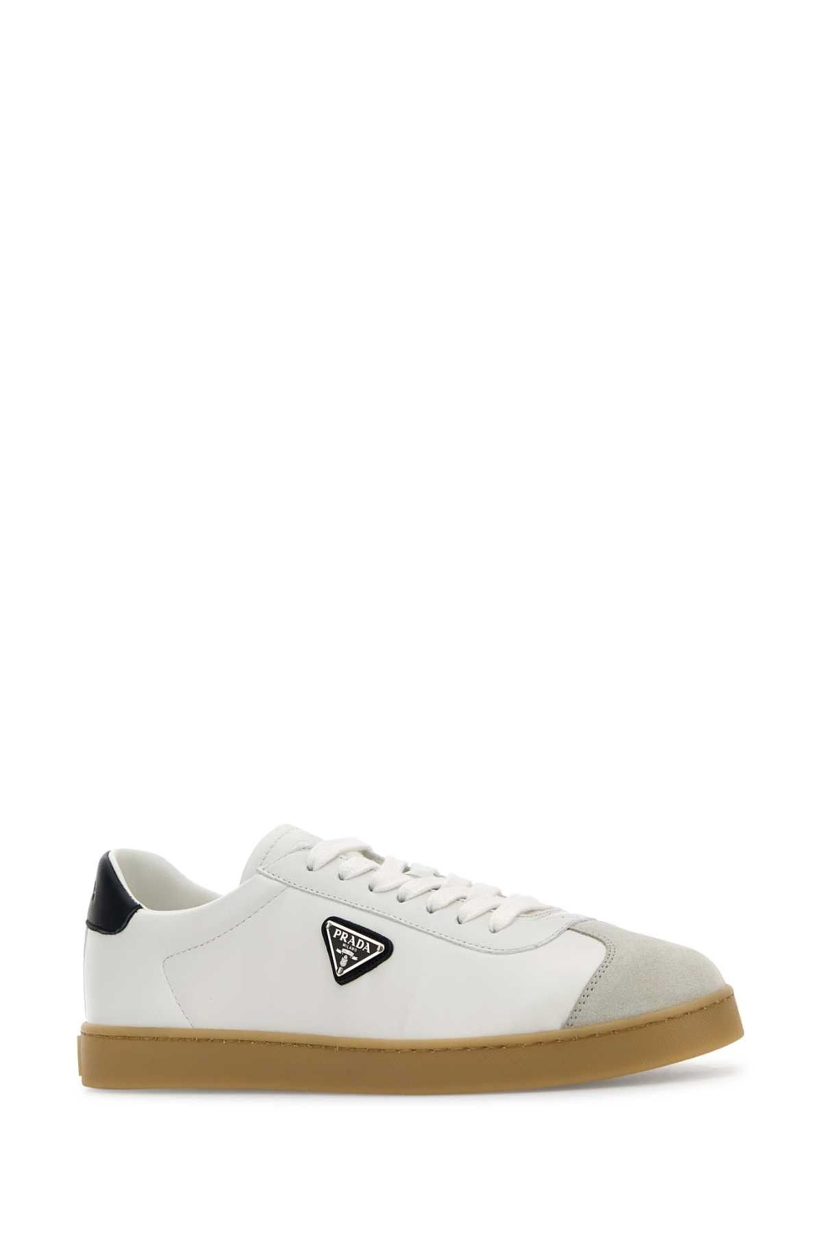 Prada White Napa Leather Sneakers Size US 11 / EU 44 - 2 Thumbnail
