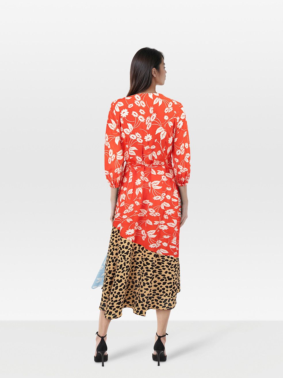 RIXO Red Silk Floral Pattern Wrap Dress Size S / US 4 / IT 40 - 2 Thumbnail