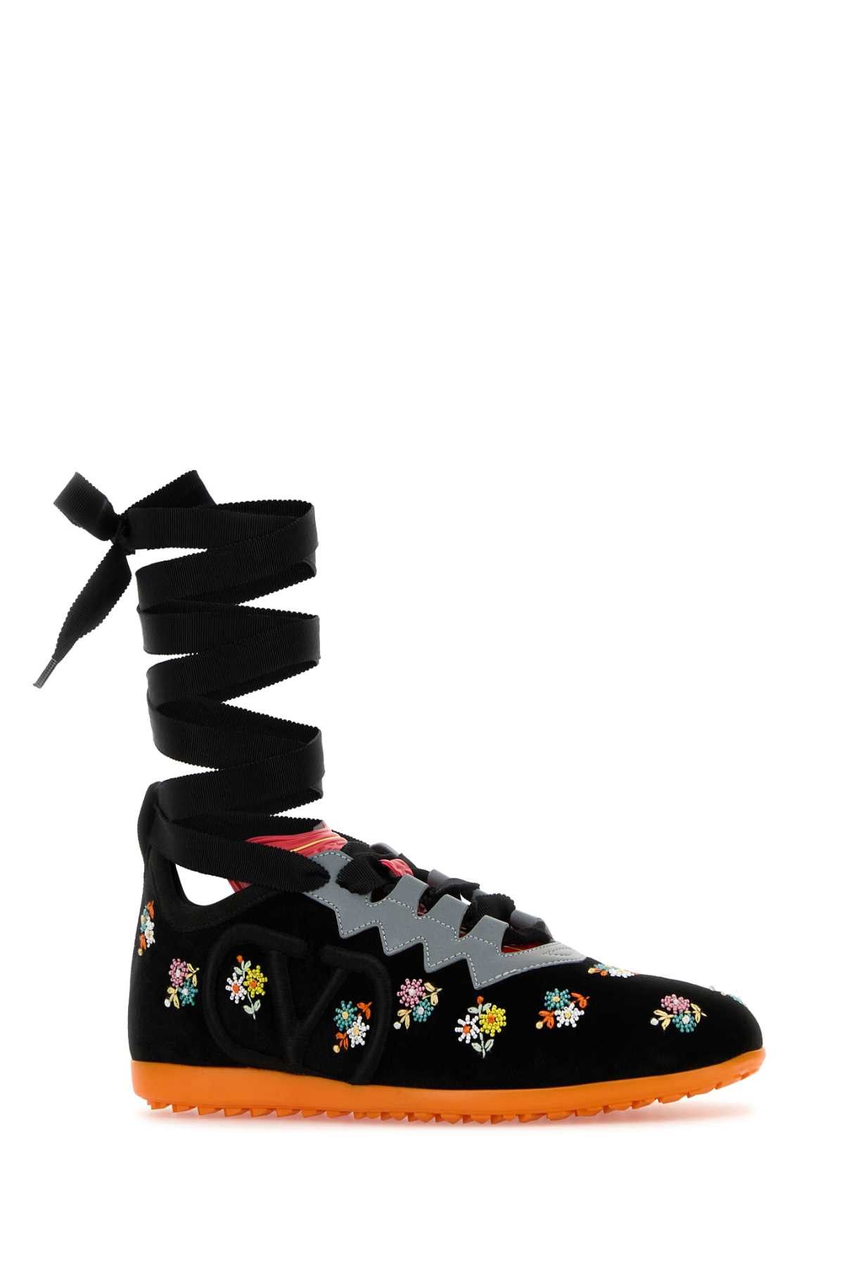 Valentino Black Velvet Chromathon Sneakers Size US 10 / IT 40 - 2 Thumbnail