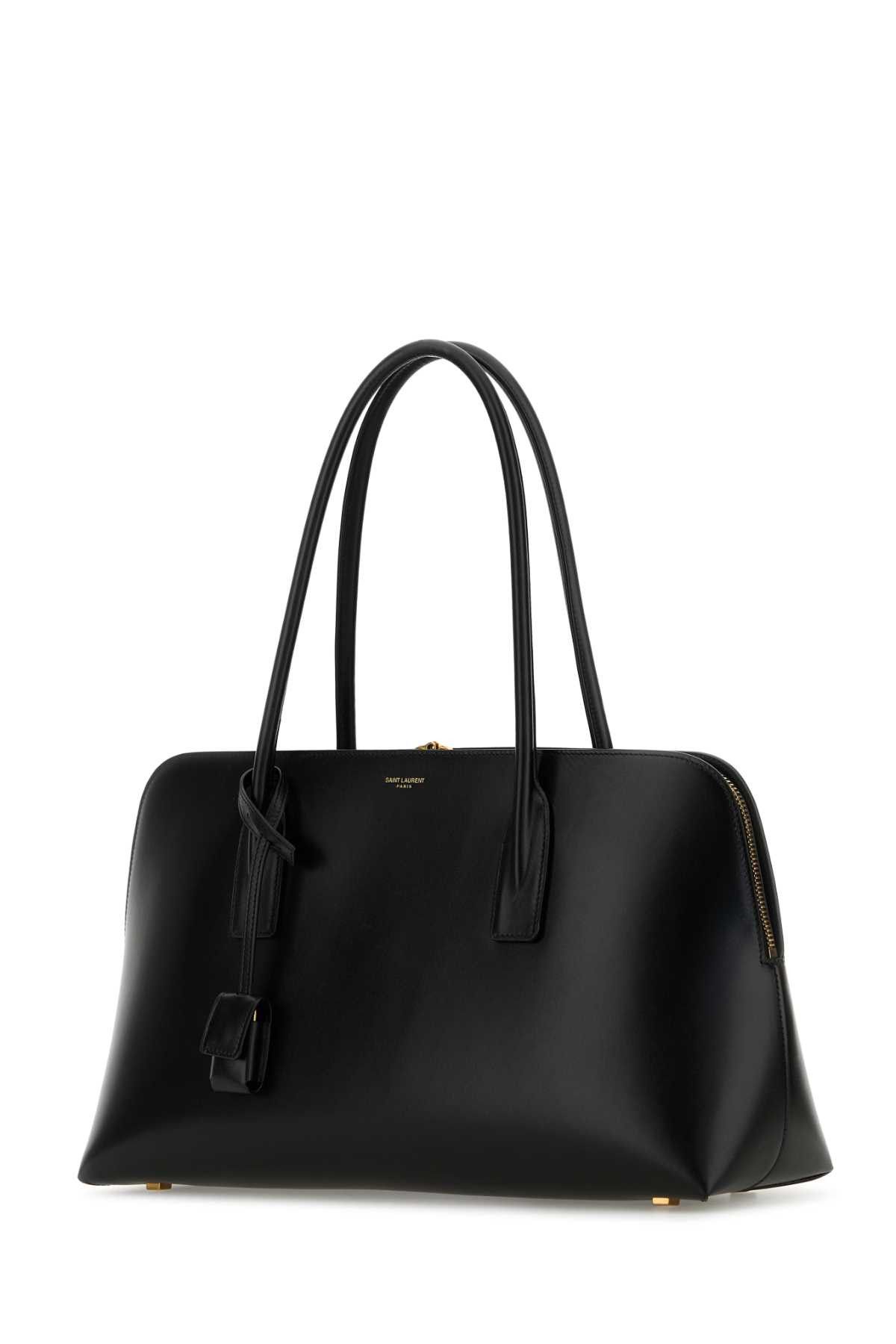 Saint Laurent Paris Black Leather Shopping Bag Size ONE SIZE - 2 Thumbnail