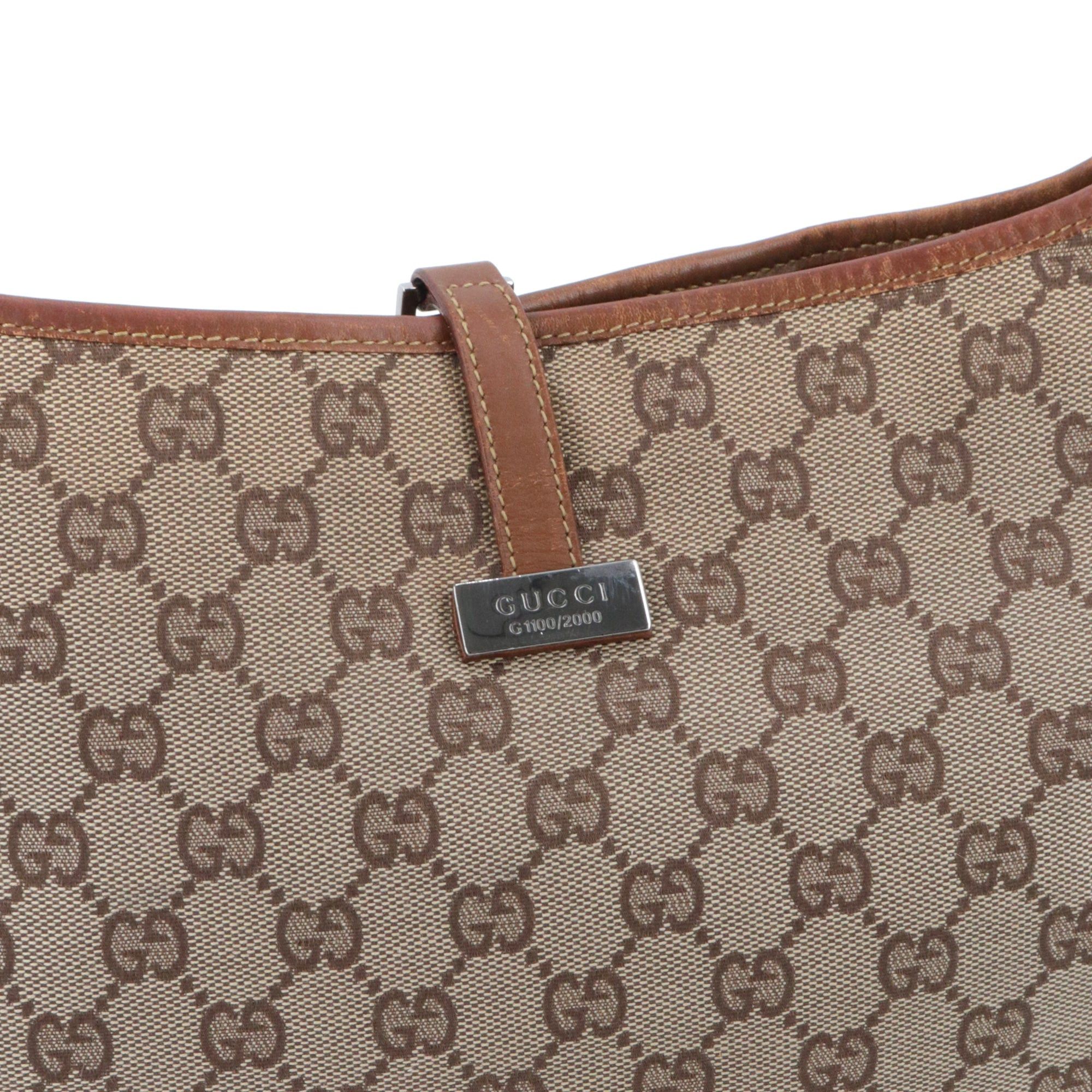 Gucci GUCCI - Jackie Hobo Limited Edition 2010 Gucci large size shoulder bag in monogram canvas and brown leather Size ONE SIZE - 8 Thumbnail