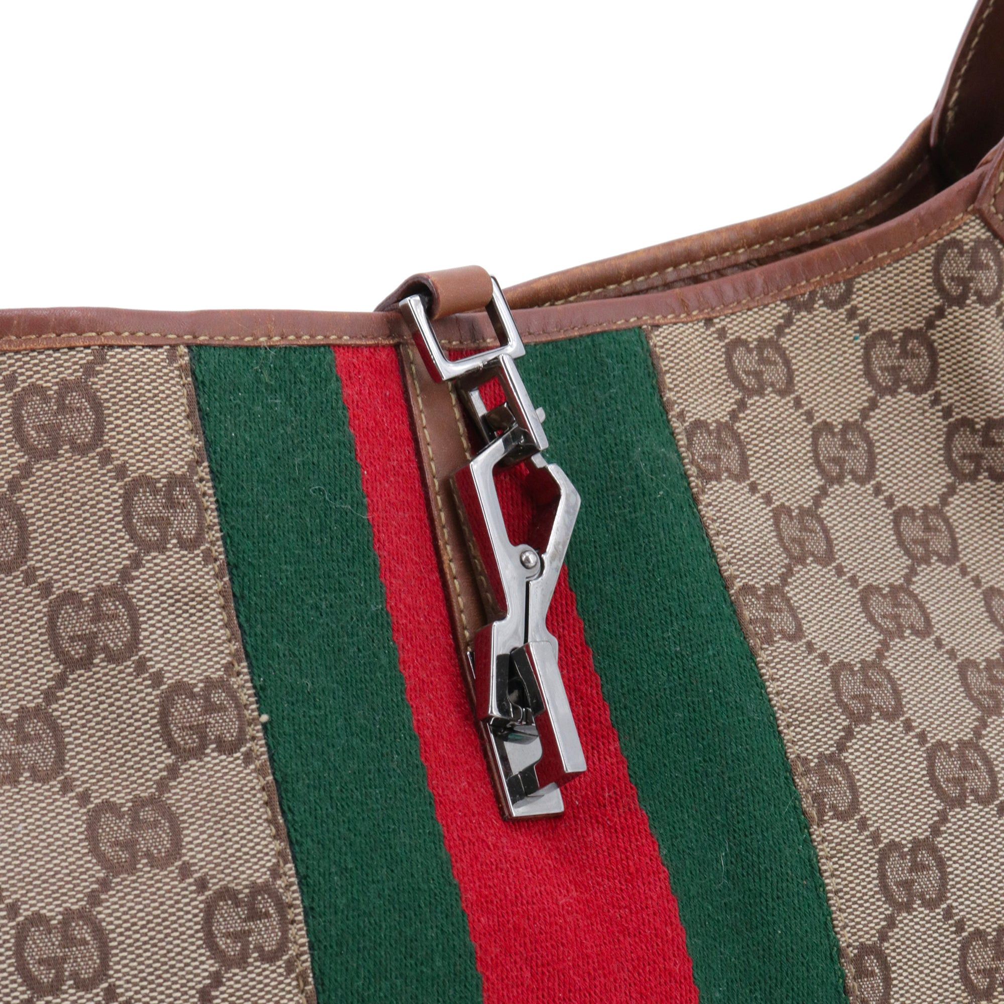 Gucci GUCCI - Jackie Hobo Limited Edition 2010 Gucci large size shoulder bag in monogram canvas and brown leather Size ONE SIZE - 5 Thumbnail