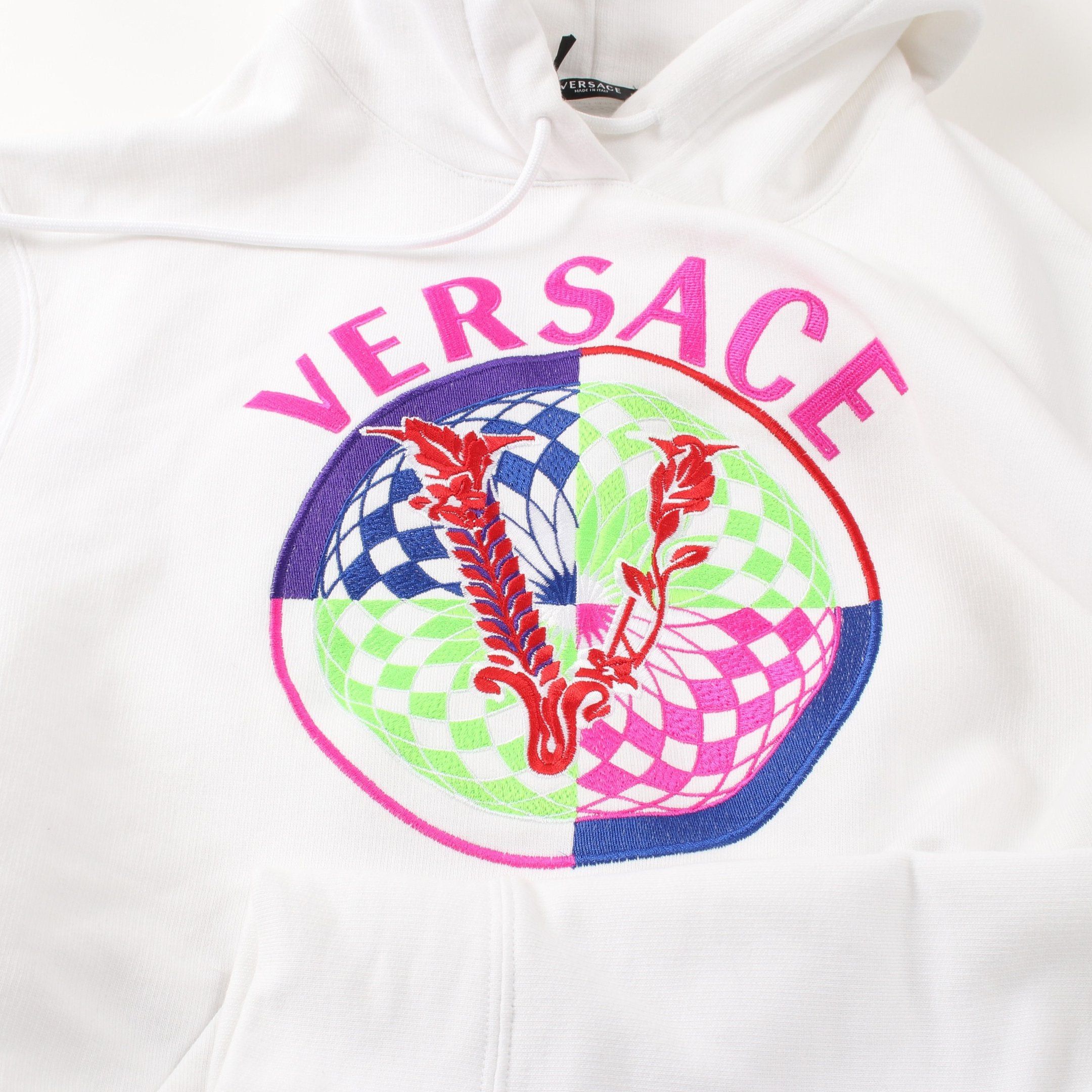 Versace Versace Pullover Hoodie Logo Embroidery Cotton White Multicolor Size ONE SIZE - 10 Thumbnail