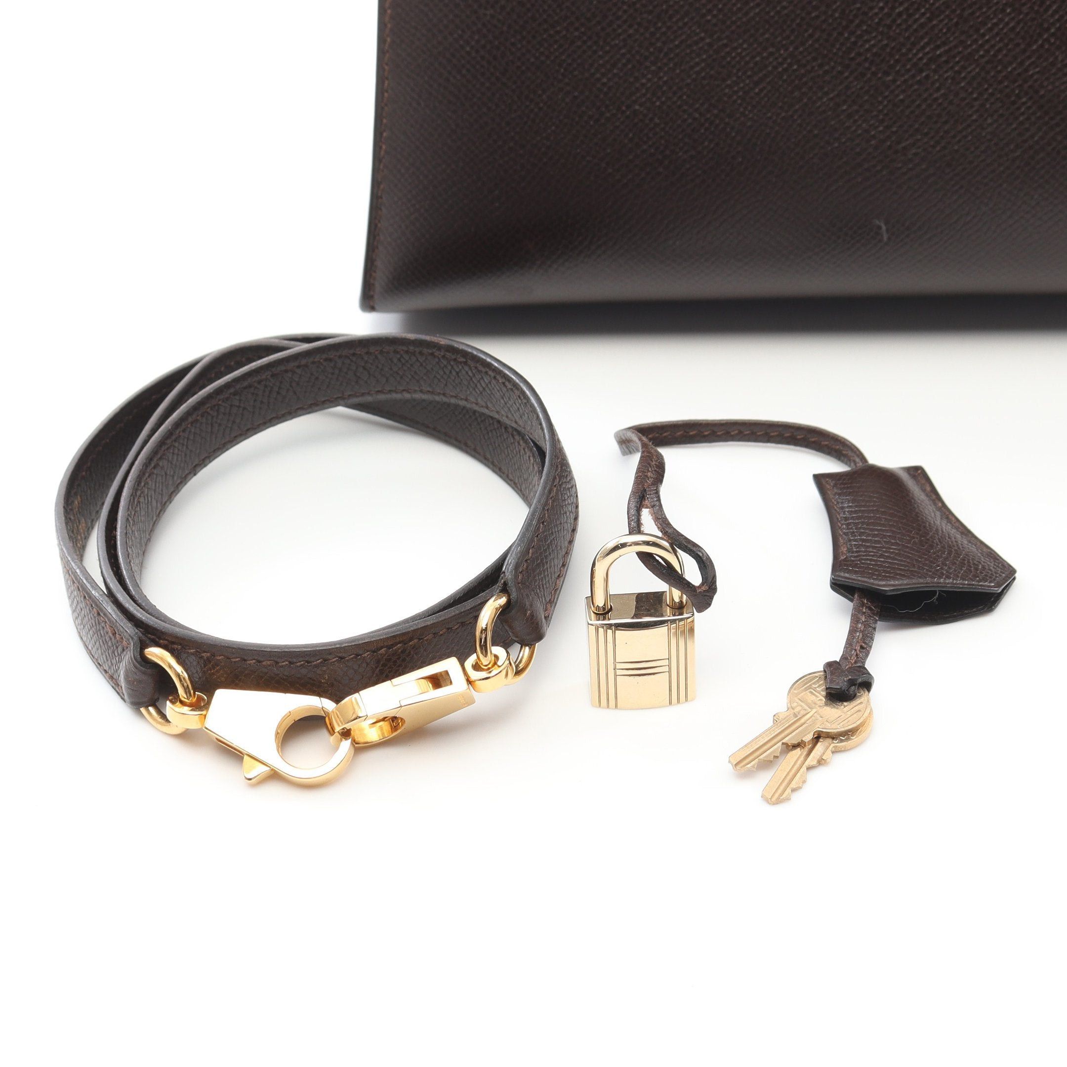 Hermes Hermes Kelly32 Ebene Handbag Courchevel Dark Brown Gold Hardware Outside Sewing ○U Stamp Size ONE SIZE - 6 Thumbnail