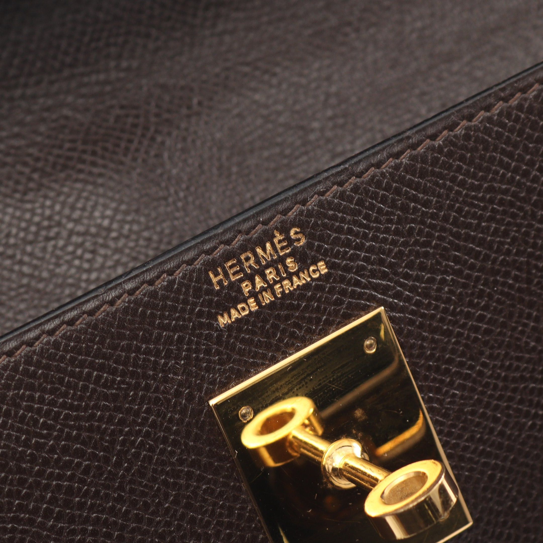 Hermes Hermes Kelly32 Ebene Handbag Courchevel Dark Brown Gold Hardware Outside Sewing ○U Stamp Size ONE SIZE - 4 Thumbnail