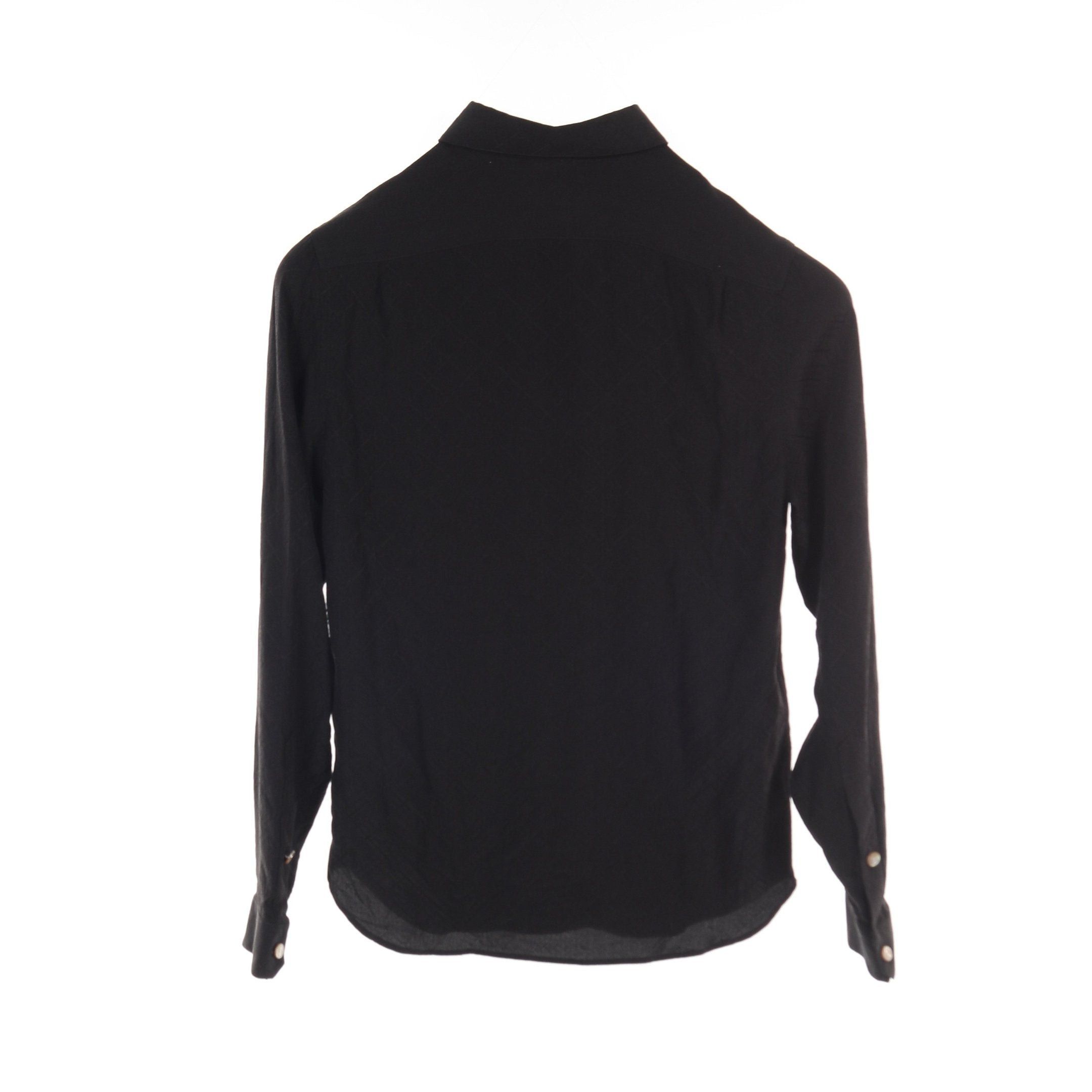 Gucci Gucci Gg Pattern Shirt Blouse Long Sleeve Silk Black Size ONE SIZE - 2 Thumbnail