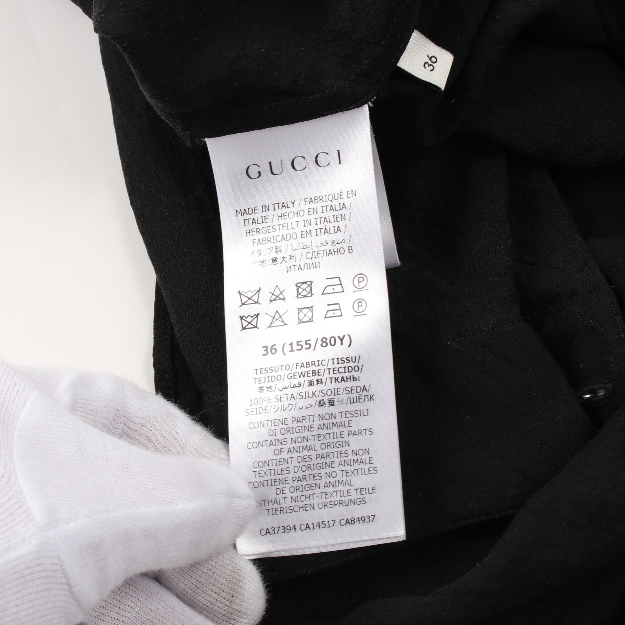 Gucci Gucci Gg Pattern Shirt Blouse Long Sleeve Silk Black Size ONE SIZE - 4 Thumbnail