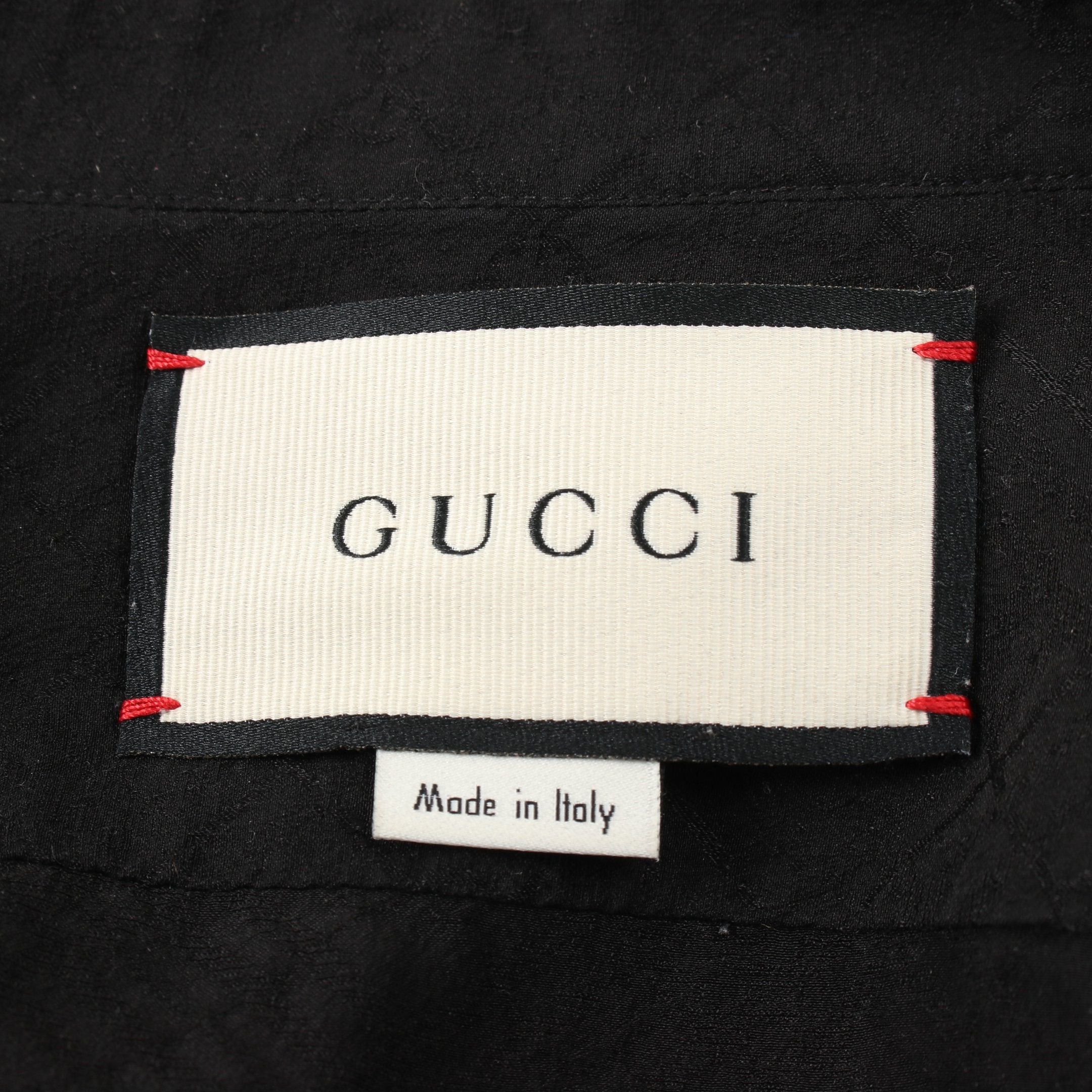 Gucci Gucci Gg Pattern Shirt Blouse Long Sleeve Silk Black Size ONE SIZE - 3 Thumbnail