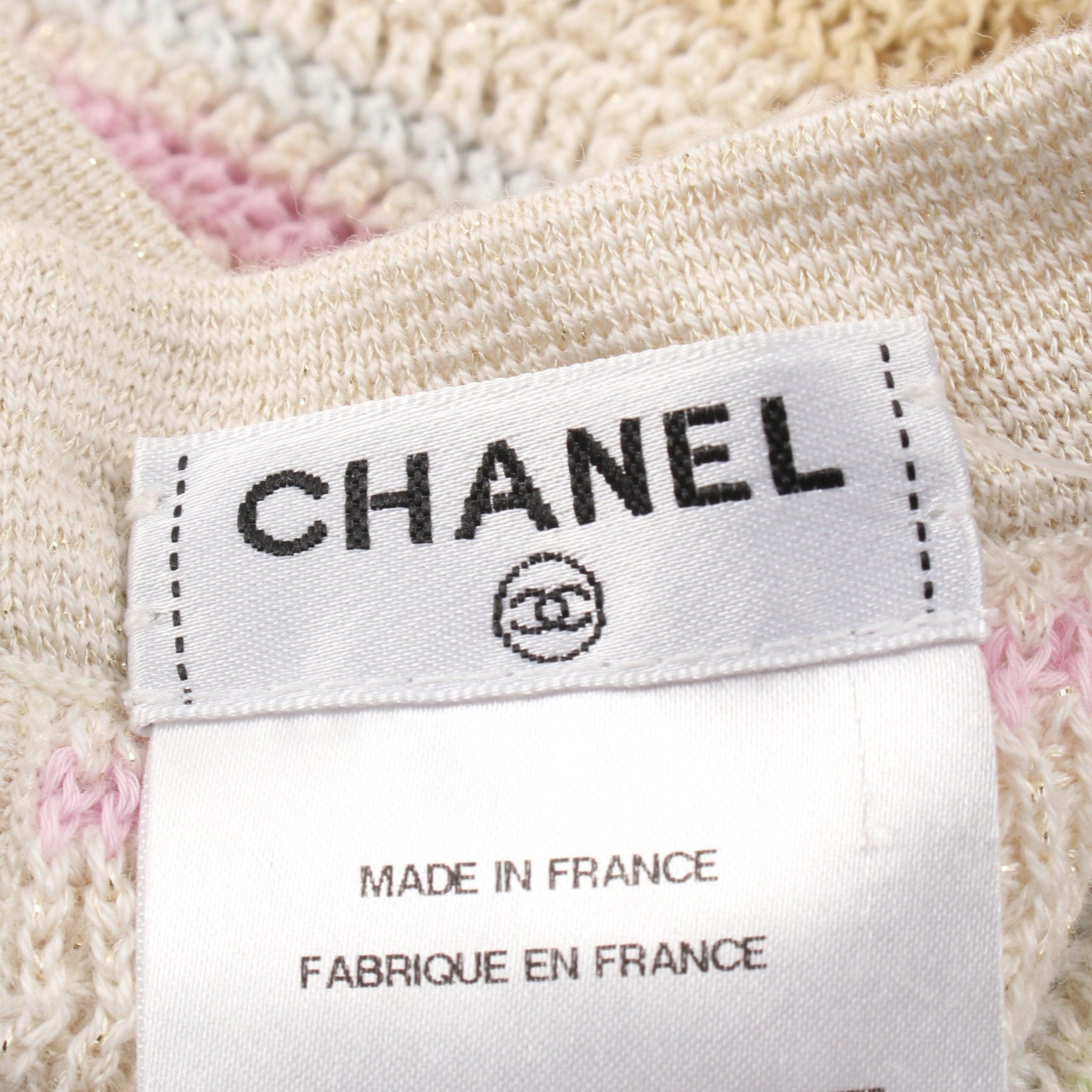 Chanel Chanel Knit Dress No Sleeve Stripes Cotton Rayon Cashmere Ivory Pink Multicolor 11C Size ONE SIZE - 3 Thumbnail