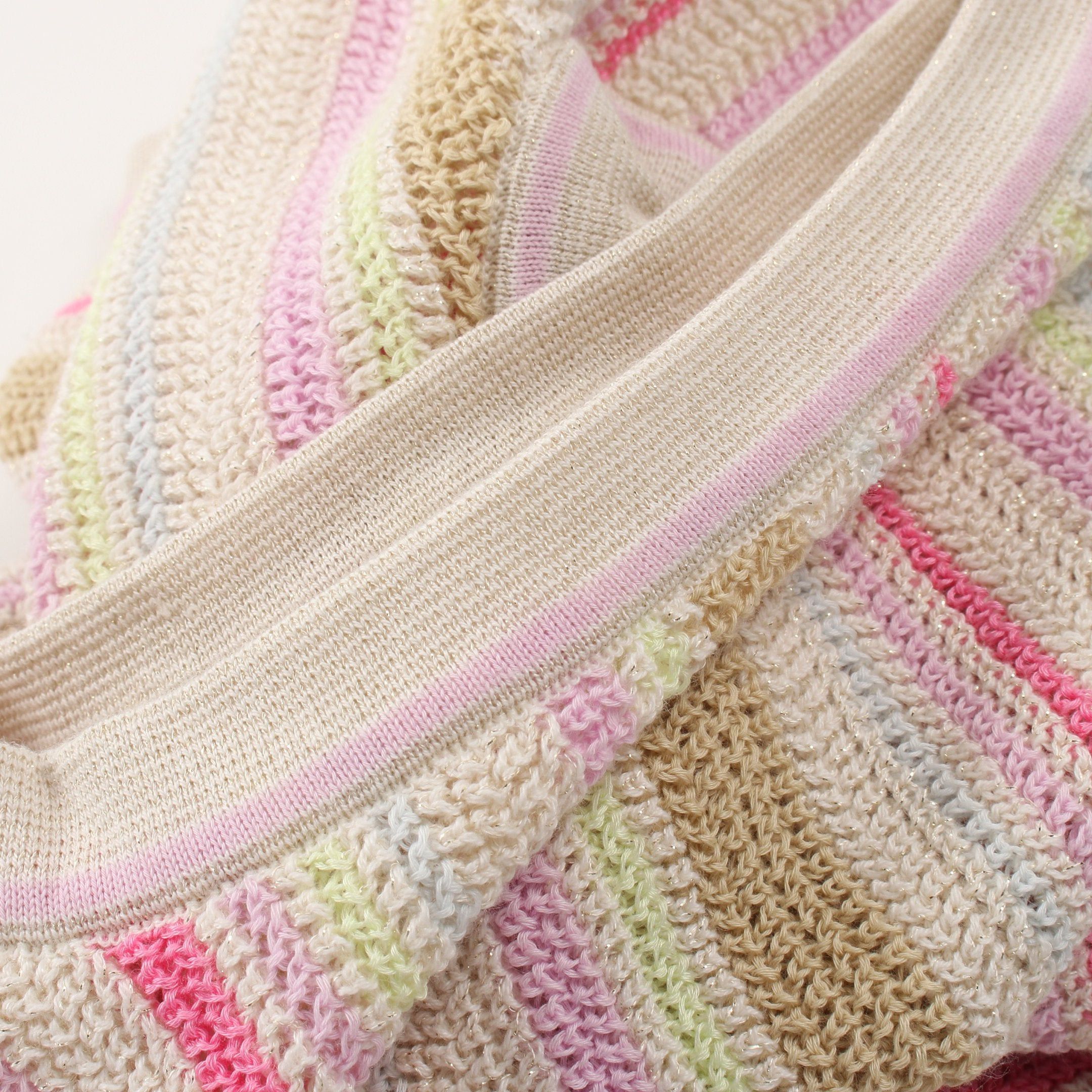 Chanel Chanel Knit Dress No Sleeve Stripes Cotton Rayon Cashmere Ivory Pink Multicolor 11C Size ONE SIZE - 8 Thumbnail