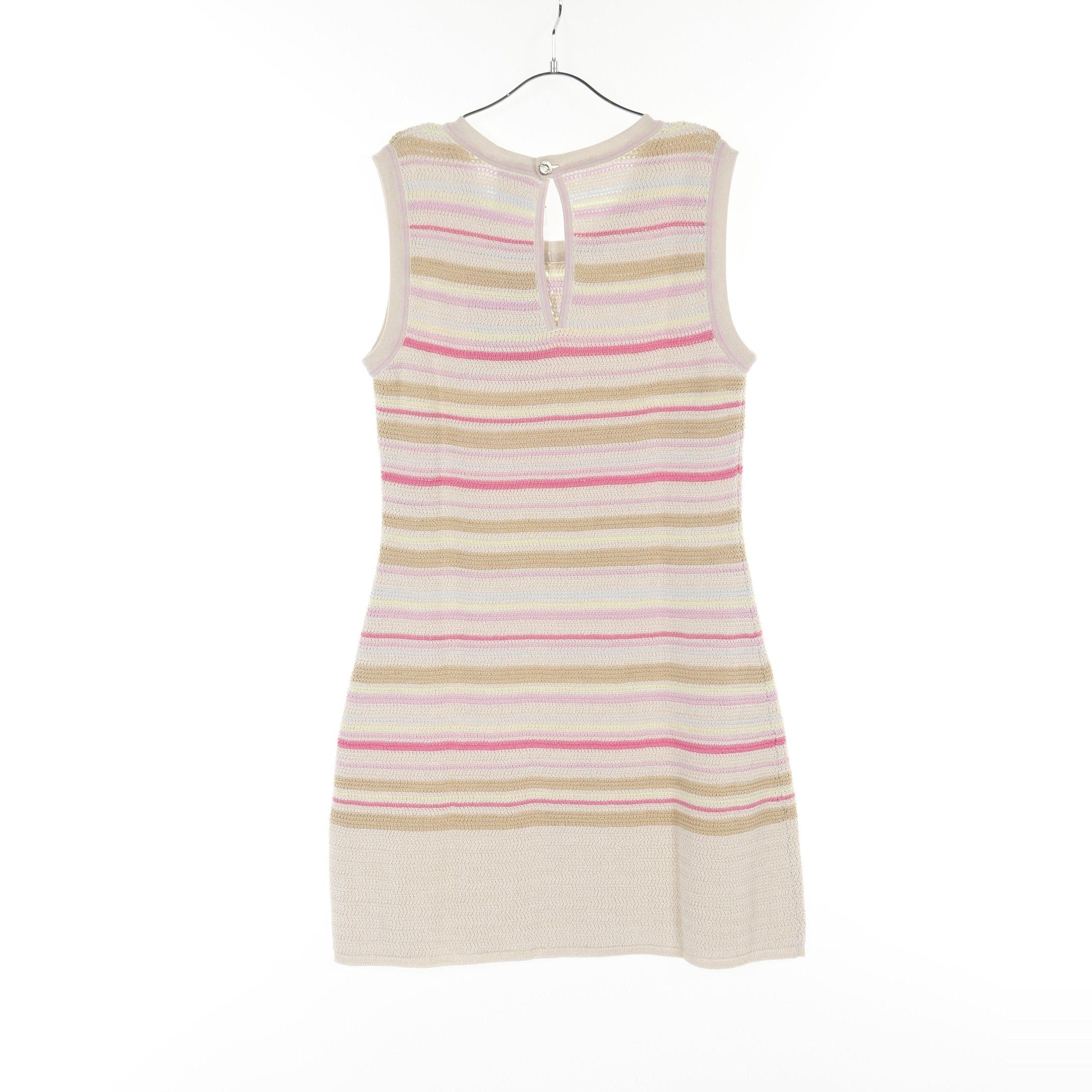 Chanel Chanel Knit Dress No Sleeve Stripes Cotton Rayon Cashmere Ivory Pink Multicolor 11C Size ONE SIZE - 2 Thumbnail