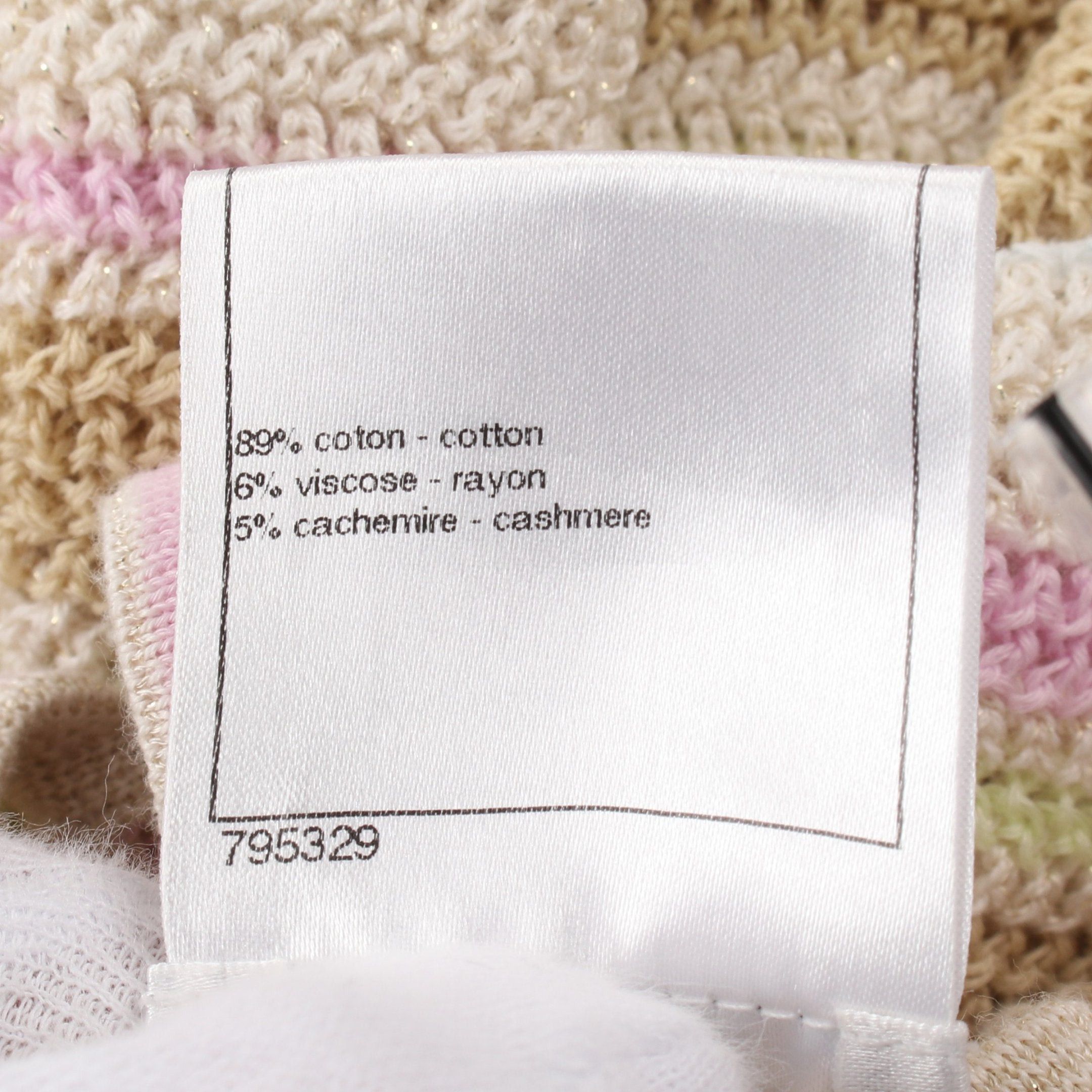 Chanel Chanel Knit Dress No Sleeve Stripes Cotton Rayon Cashmere Ivory Pink Multicolor 11C Size ONE SIZE - 5 Thumbnail