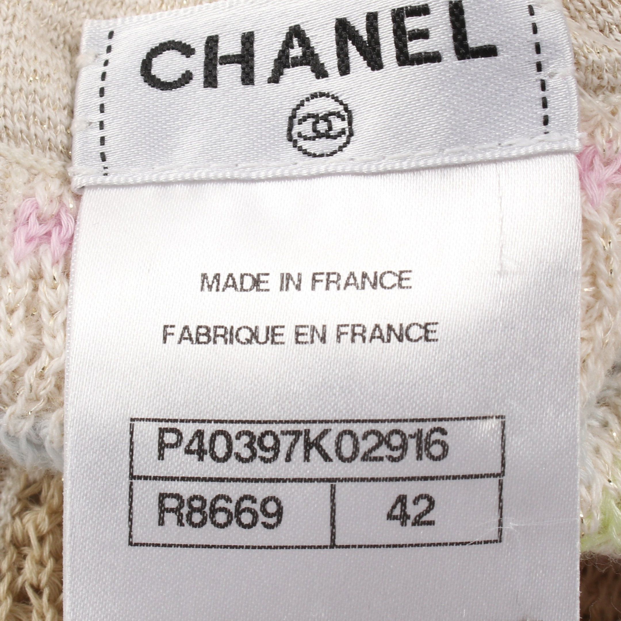 Chanel Chanel Knit Dress No Sleeve Stripes Cotton Rayon Cashmere Ivory Pink Multicolor 11C Size ONE SIZE - 7 Thumbnail