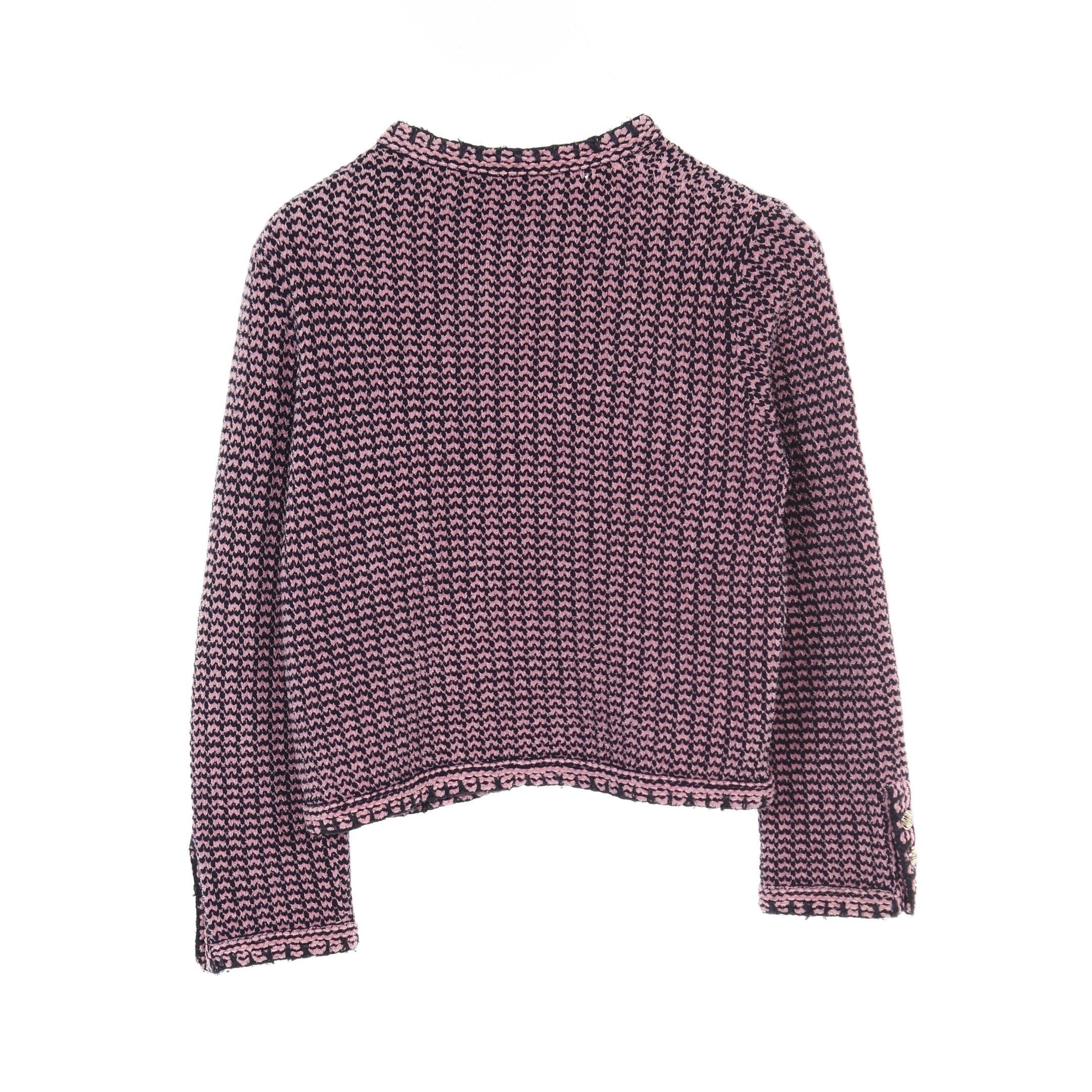 Chanel Chanel Cocomark Button Knitted Jacket Tweed Cardigan Cashmere Cotton Pink Navy 21P Size ONE SIZE - 2 Thumbnail