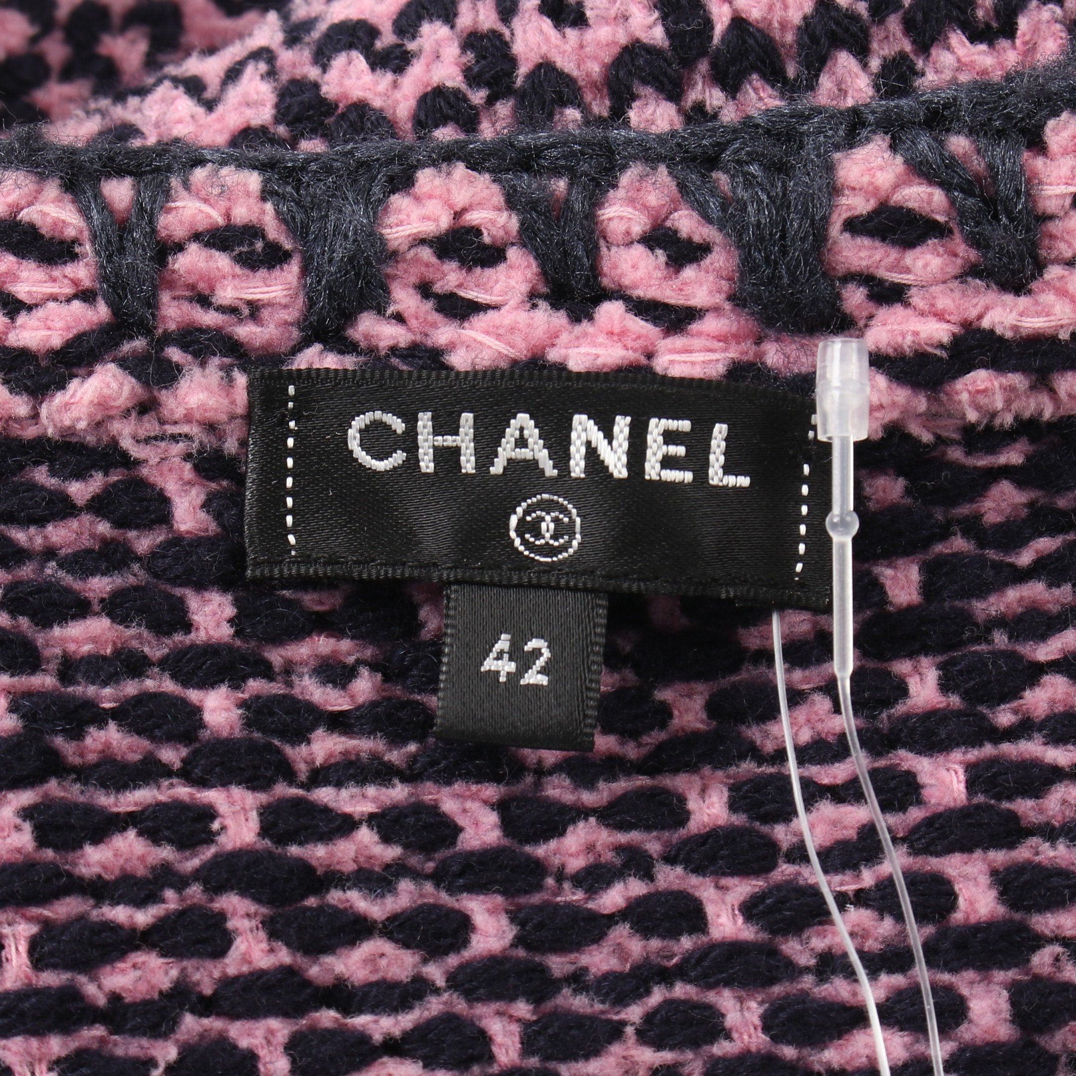 Chanel Chanel Cocomark Button Knitted Jacket Tweed Cardigan Cashmere Cotton Pink Navy 21P Size ONE SIZE - 3 Thumbnail