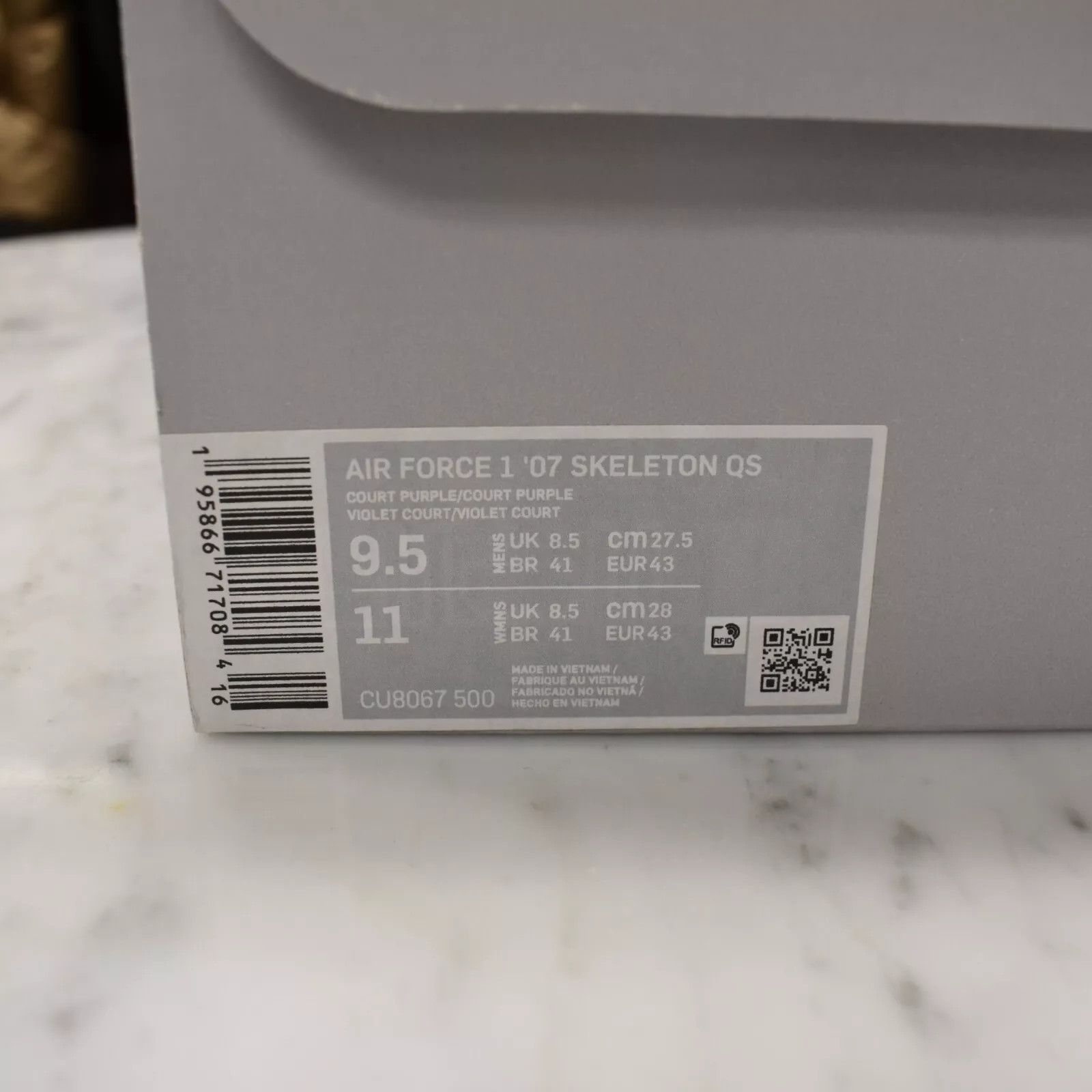 Nike Nike Air Force 1 QS Purple Skeleton Halloween 2021 Size US 9.5 / EU 42-43 - 13 Thumbnail