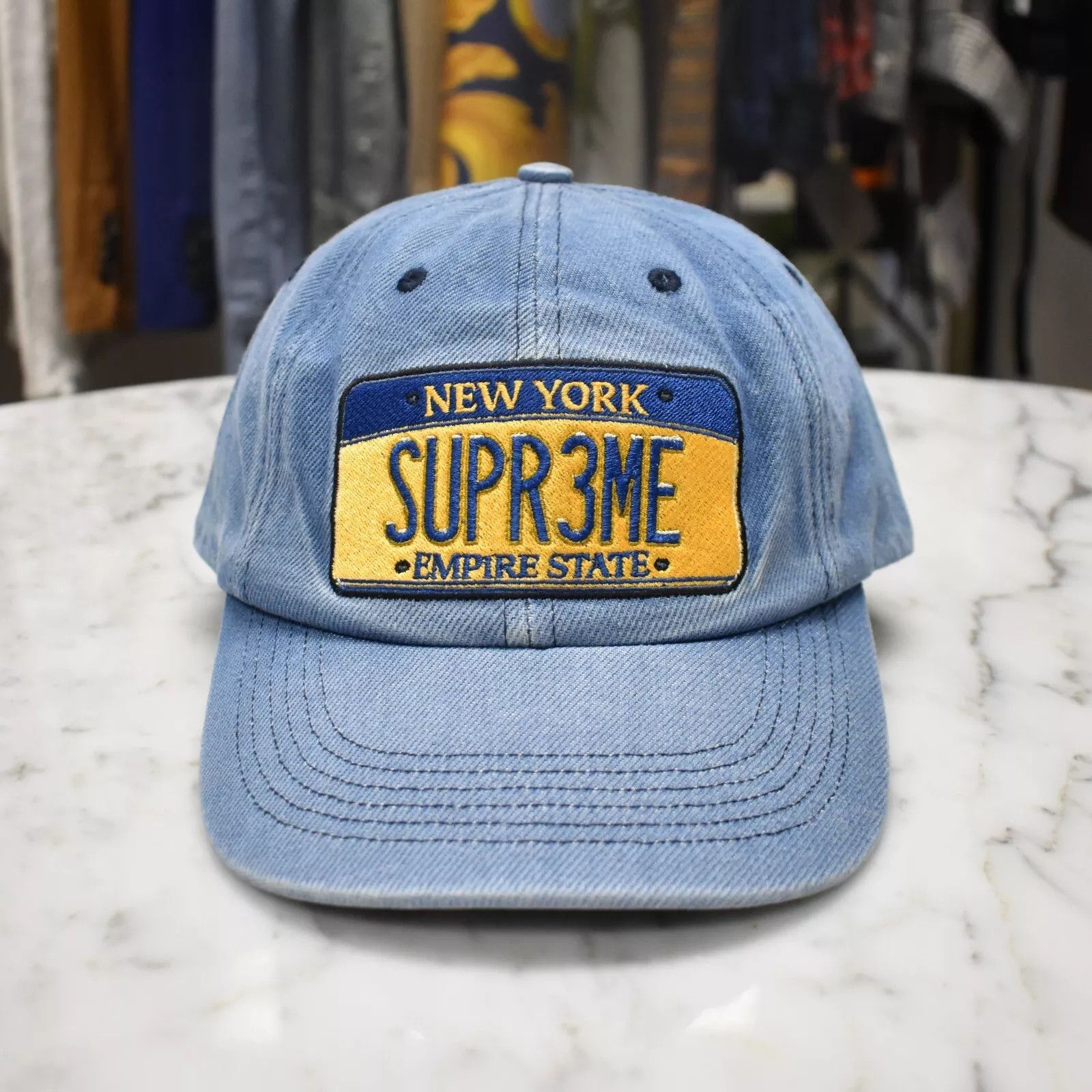 Supreme Supreme License Plate Logo Washed Denim Hat Blue Size ONE SIZE - 2 Thumbnail