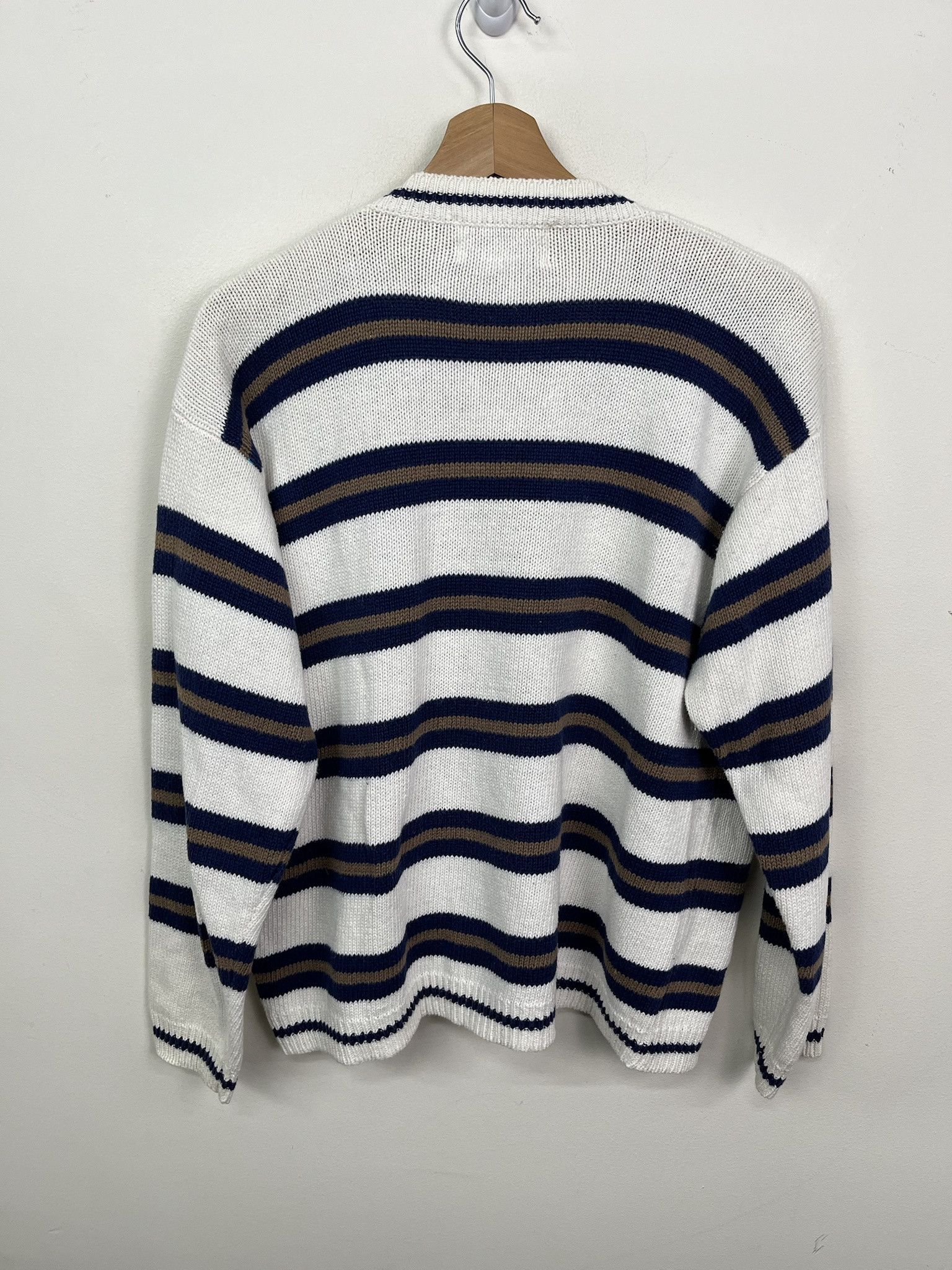 Vintage Vintage 1990s Cardigan Croft and Barrow Striped Knit Sweater Size L Size US L / EU 52-54 / 3 - 3 Thumbnail