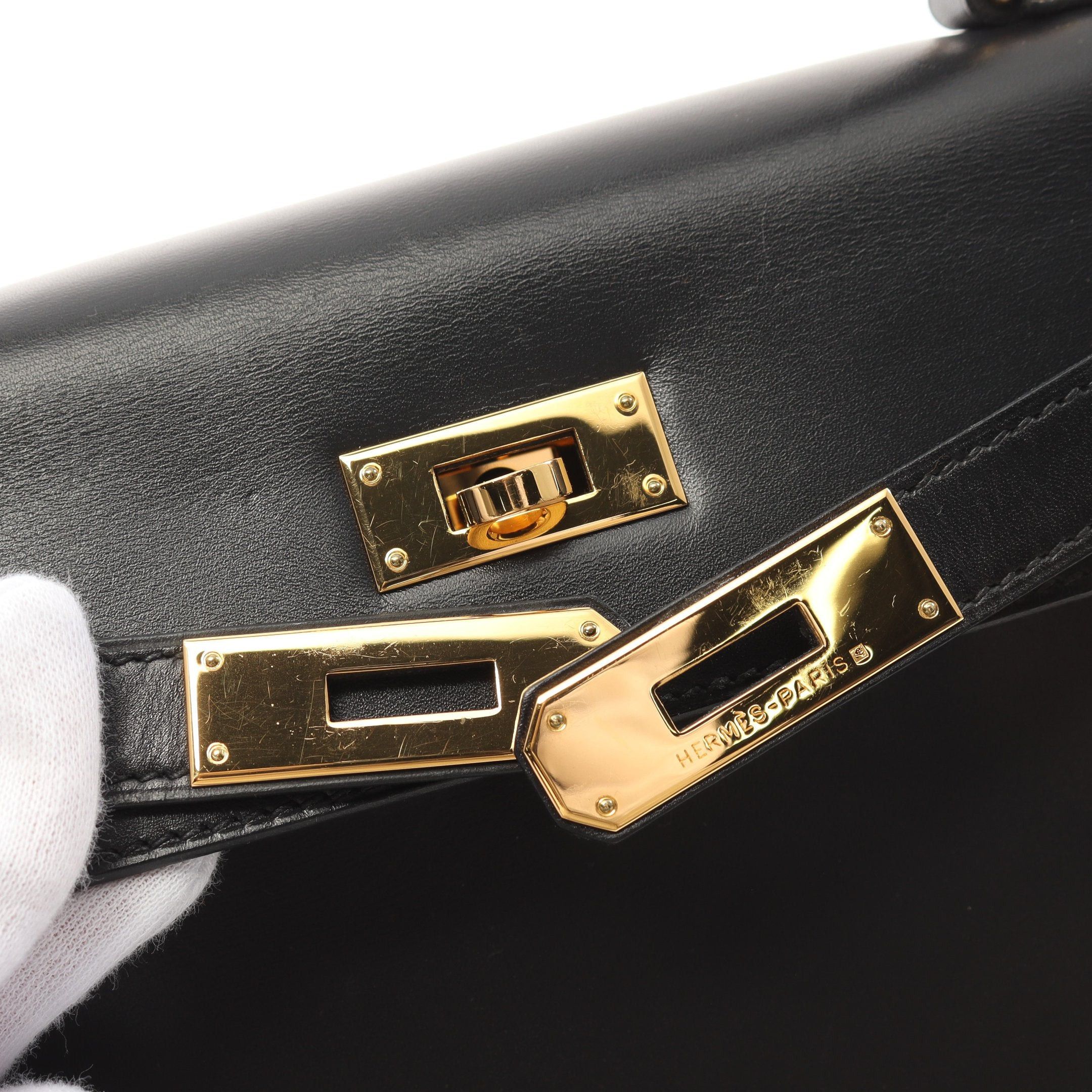 Hermes Hermes Kelly28 Handbag Box Calf Black Gold Hardware Stamp (Manufactured Around 2002) Size ONE SIZE - 12 Thumbnail