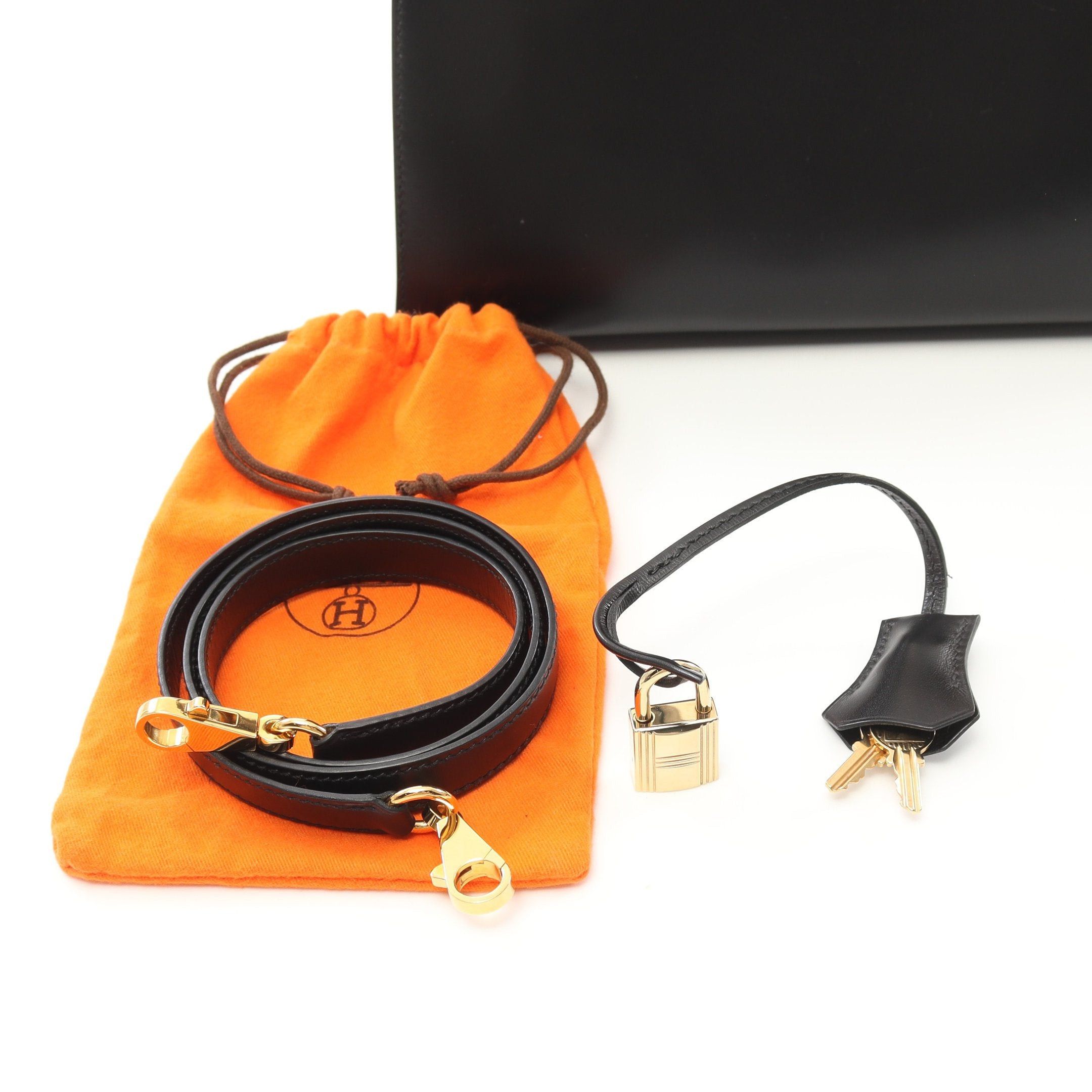 Hermes Hermes Kelly28 Handbag Box Calf Black Gold Hardware Stamp (Manufactured Around 2002) Size ONE SIZE - 6 Thumbnail