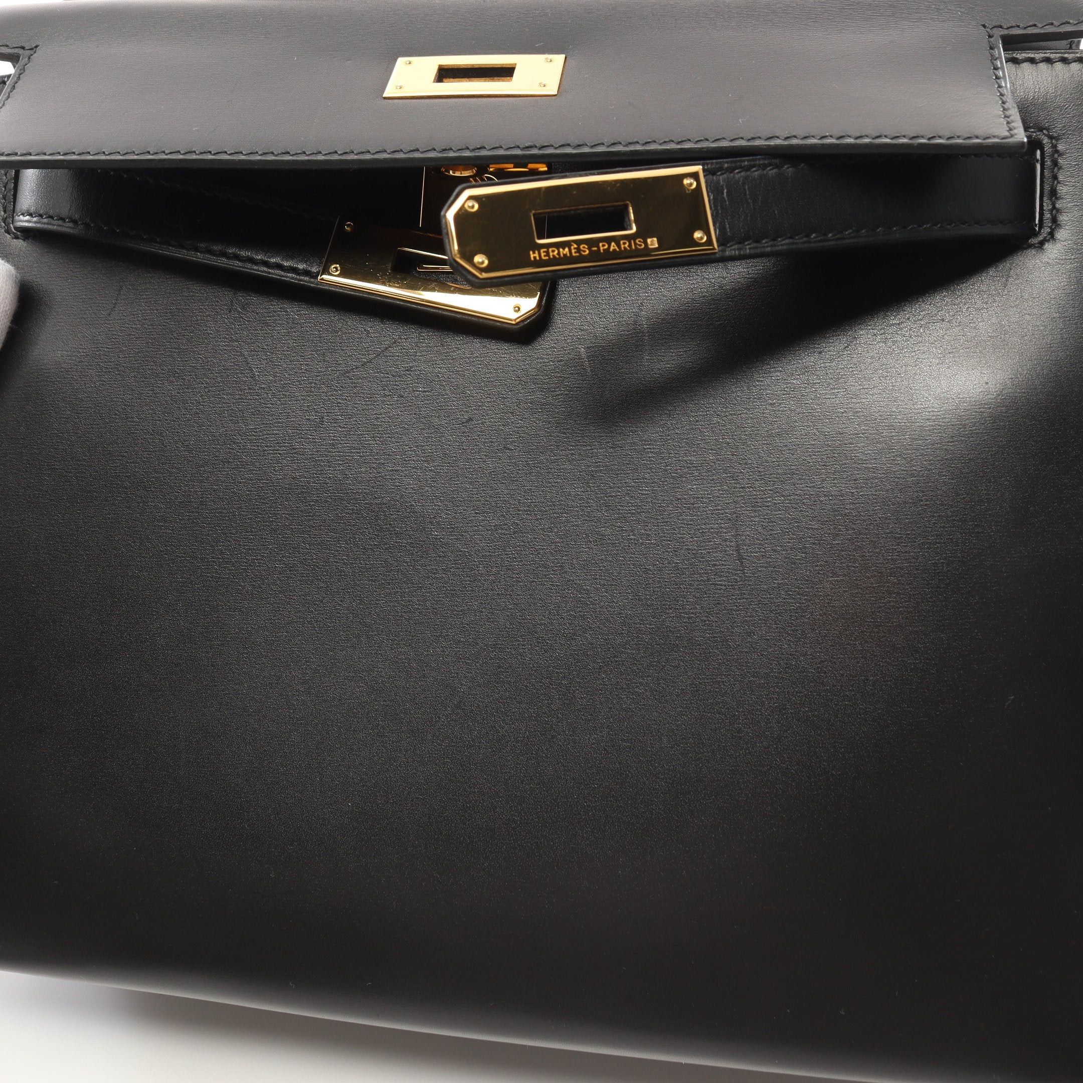 Hermes Hermes Kelly28 Handbag Box Calf Black Gold Hardware Stamp (Manufactured Around 2002) Size ONE SIZE - 8 Thumbnail
