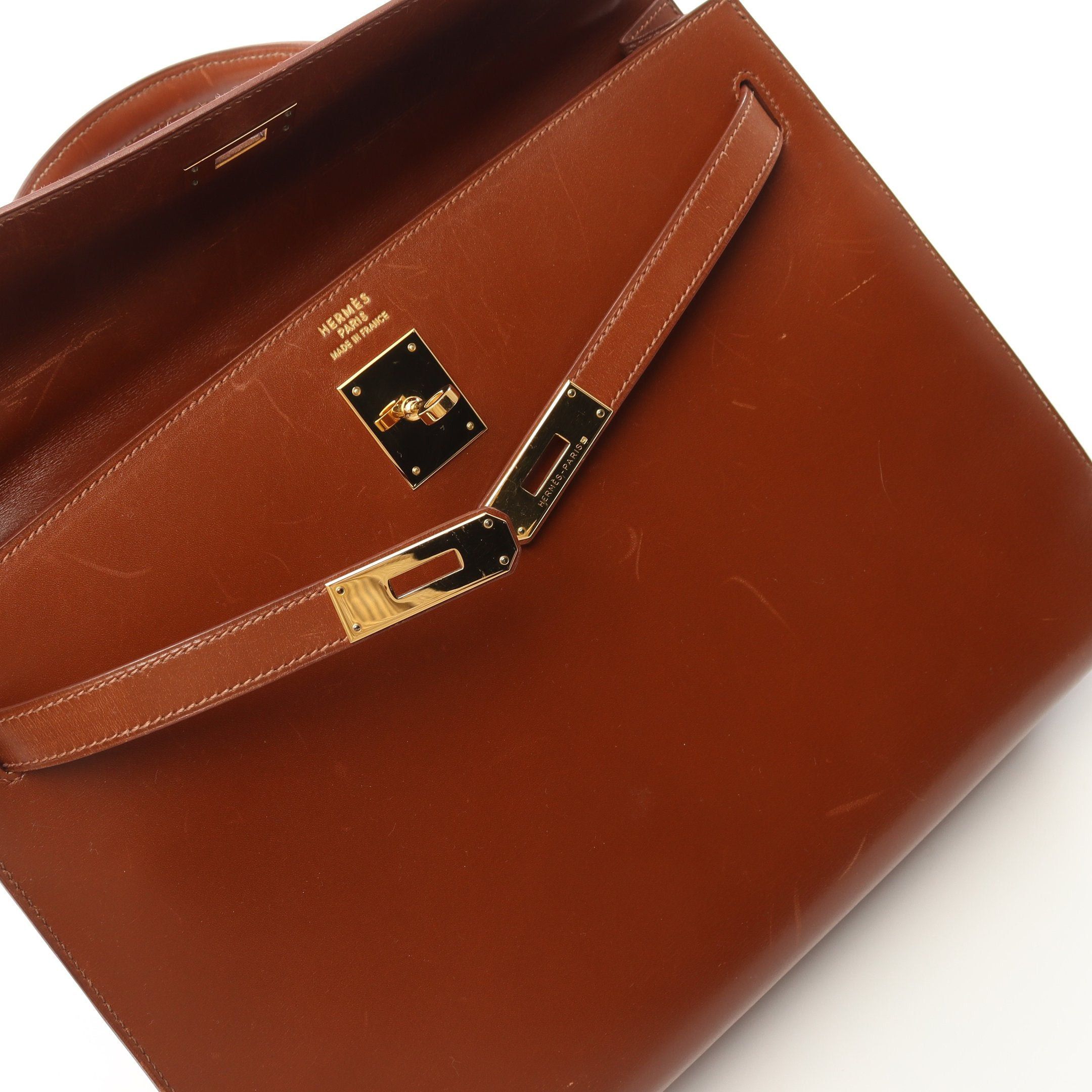 Hermes Hermes Kelly35 Noisette Handbag Box Calf Brown Gold Hardware Outside Sewing Stamp Size ONE SIZE - 8 Thumbnail