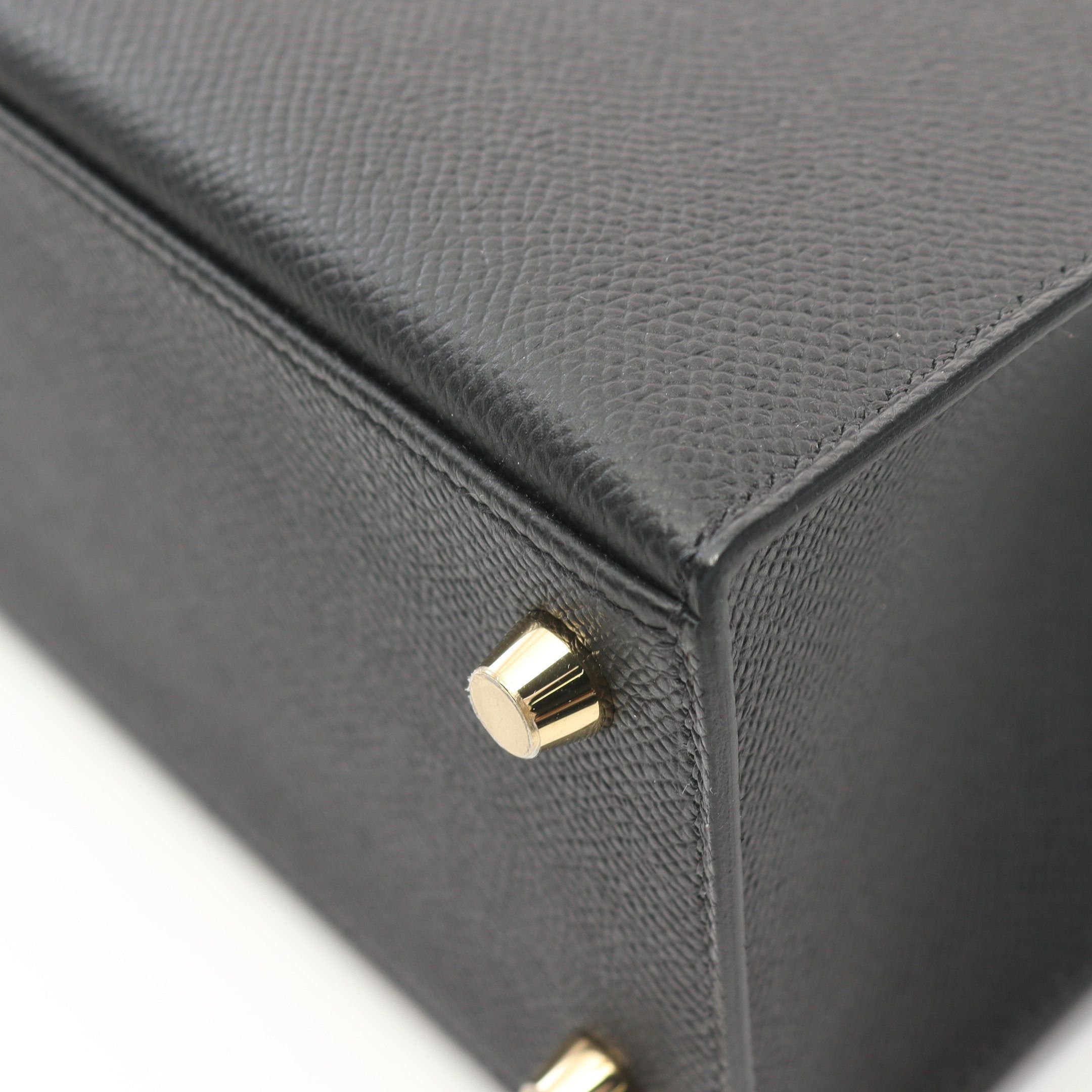 Hermes Hermes Kelly 25 Handbag Veau Epsom Black Gold Hardware Outside Sewing Double Engraved Size ONE SIZE - 7 Thumbnail