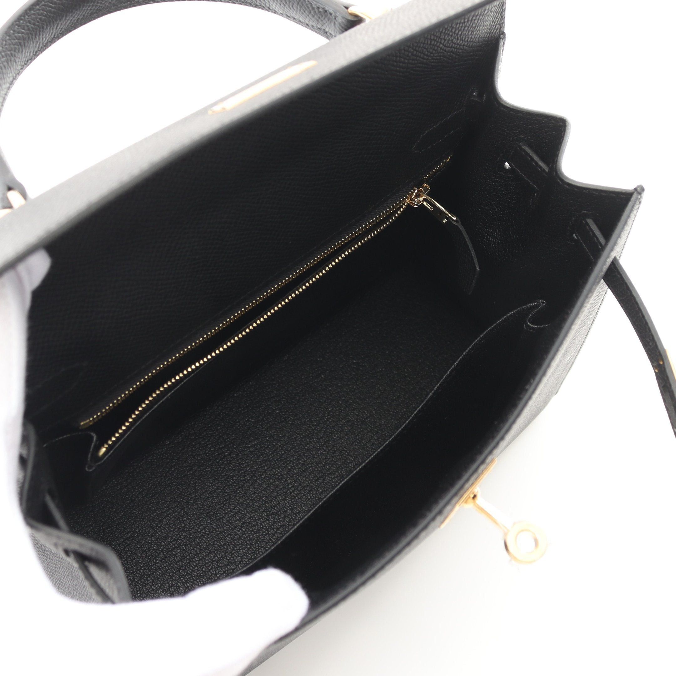 Hermes Hermes Kelly 25 Handbag Veau Epsom Black Gold Hardware Outside Sewing Double Engraved Size ONE SIZE - 3 Thumbnail