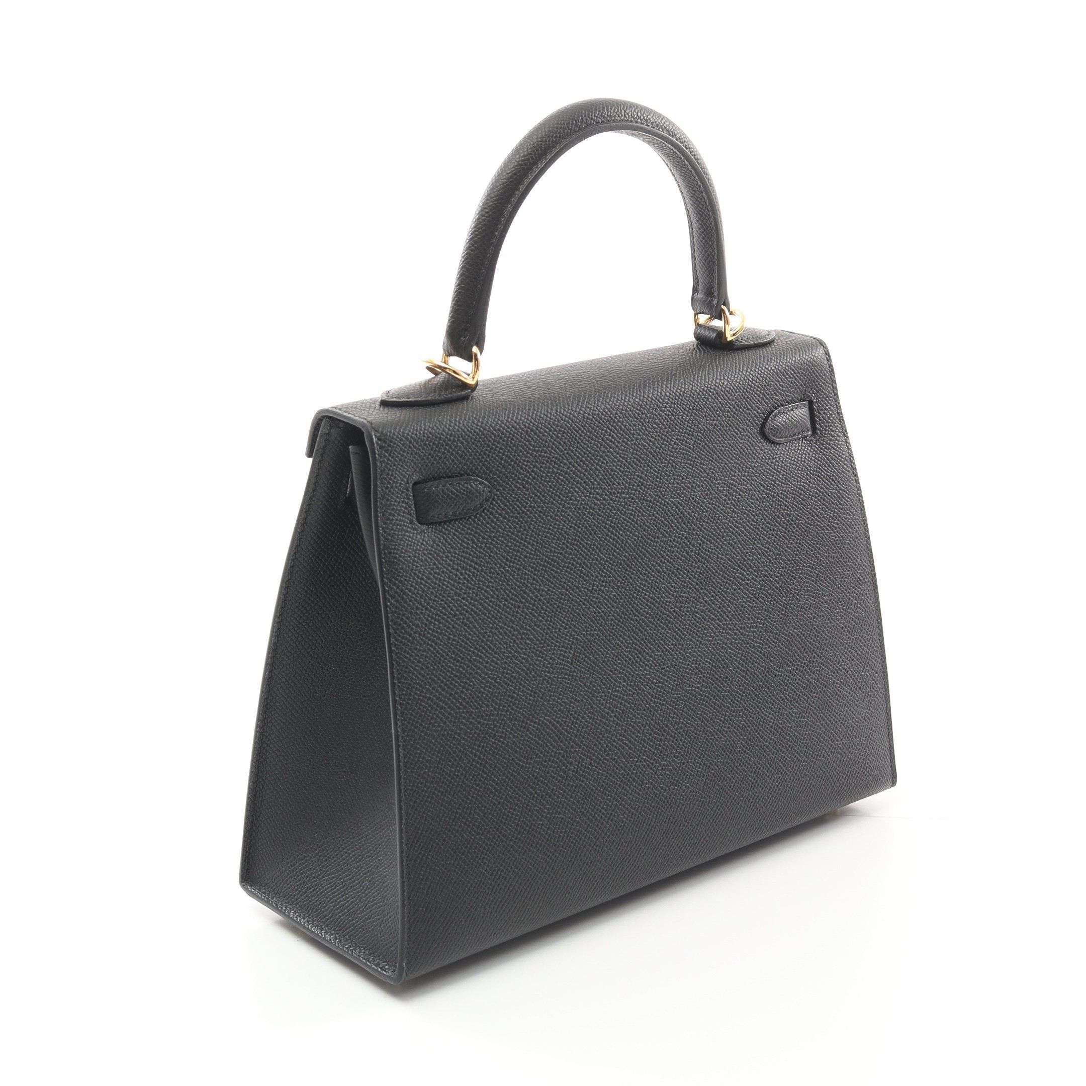 Hermes Hermes Kelly 25 Handbag Veau Epsom Black Gold Hardware Outside Sewing Double Engraved Size ONE SIZE - 2 Thumbnail