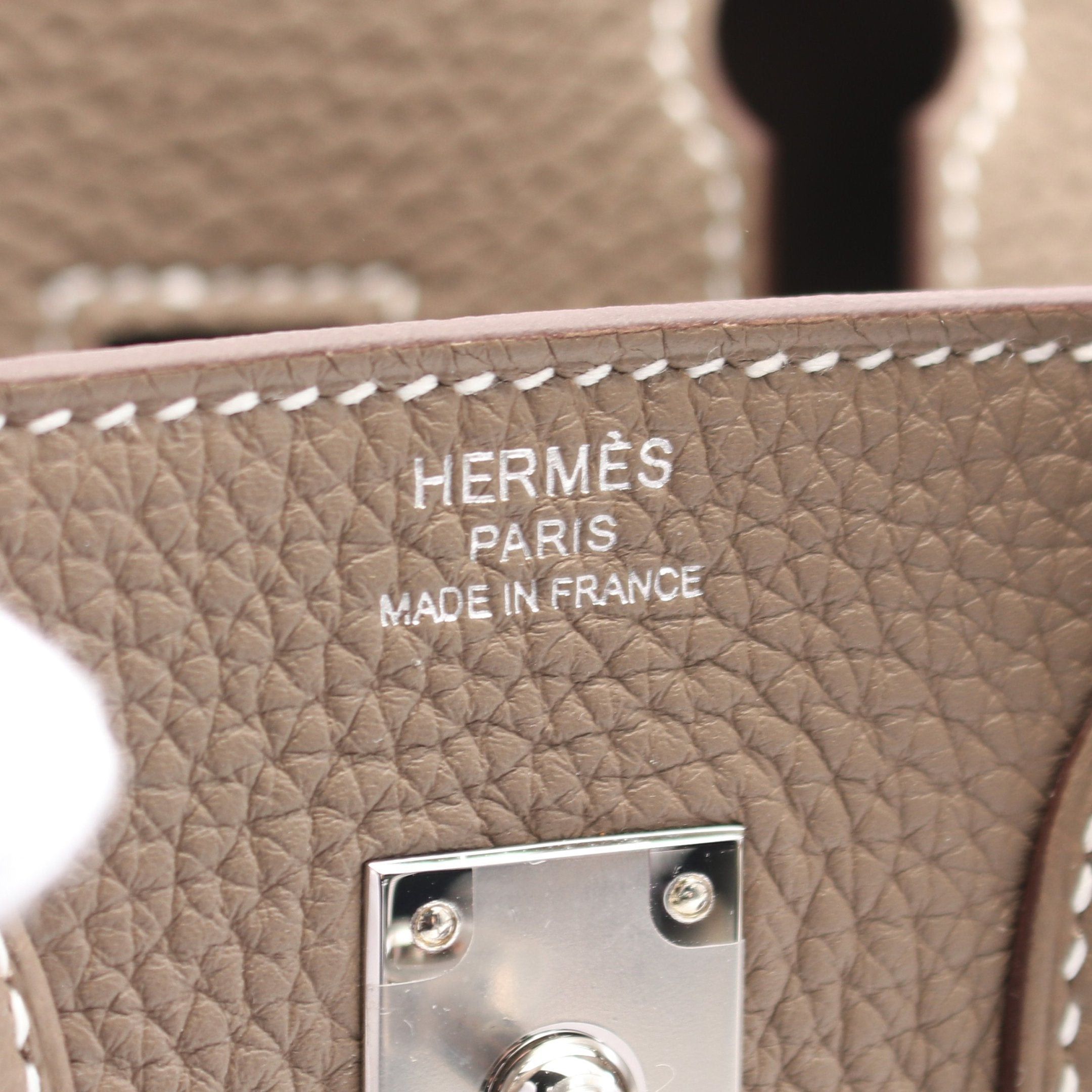 Hermes Hermes Birkin 25 Etoupe Handbag Togo Gray Brown Silver Hardware Double Engraved Size ONE SIZE - 4 Thumbnail