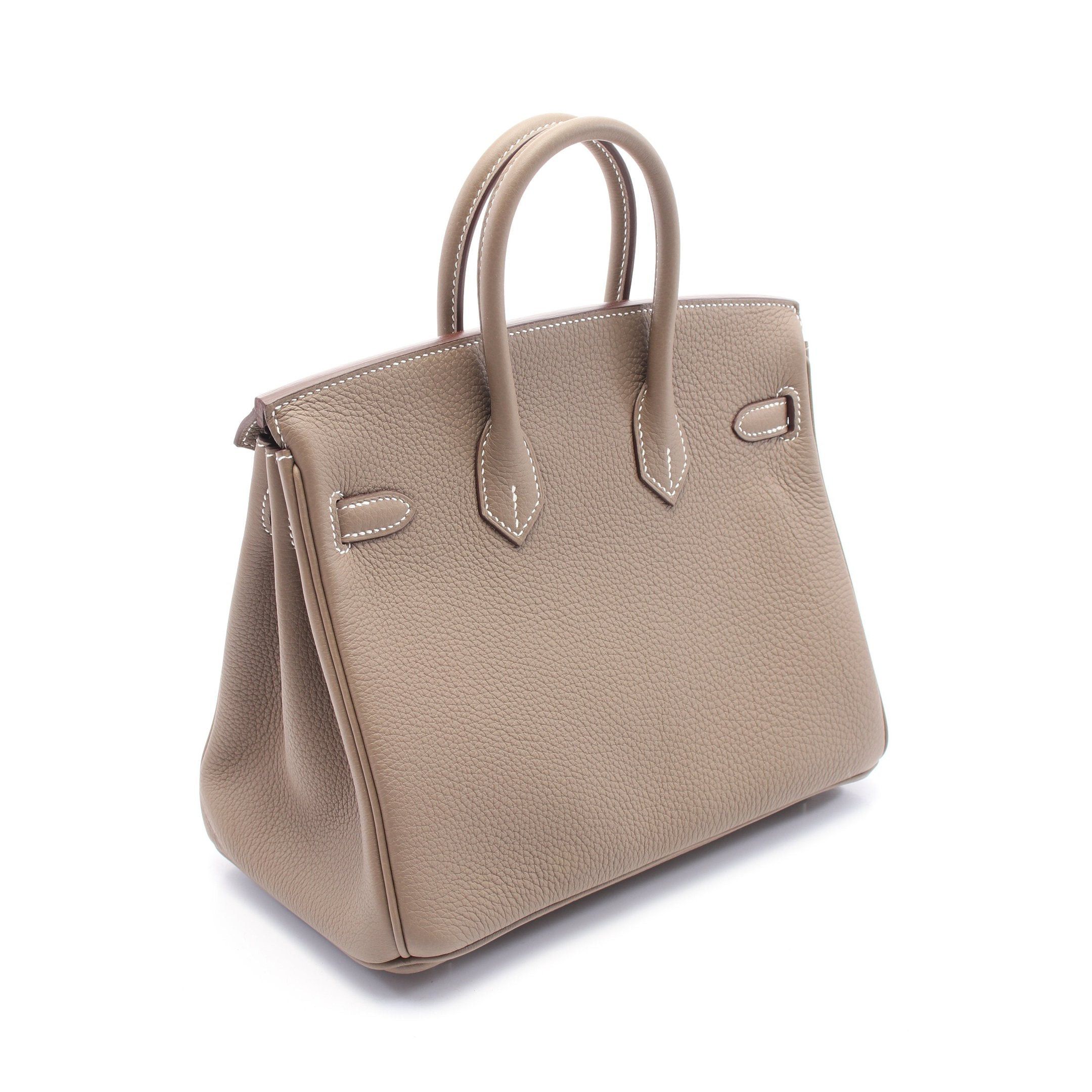Hermes Hermes Birkin 25 Etoupe Handbag Togo Gray Brown Silver Hardware Double Engraved Size ONE SIZE - 2 Thumbnail