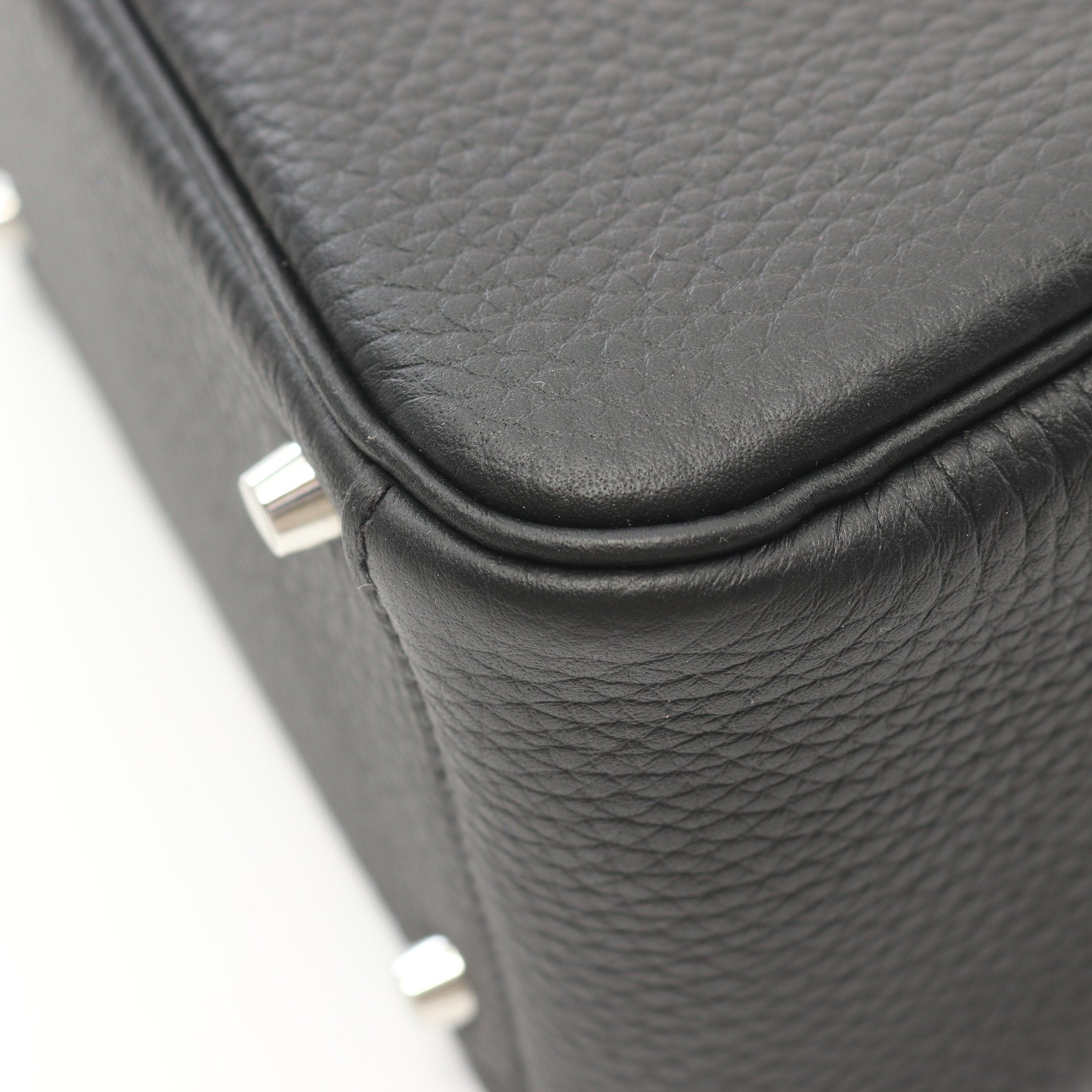 Hermes Hermes Lindy Mini Shoulder Bag Clemence Leather Black Silver Hardware Double Engraved Size ONE SIZE - 6 Thumbnail
