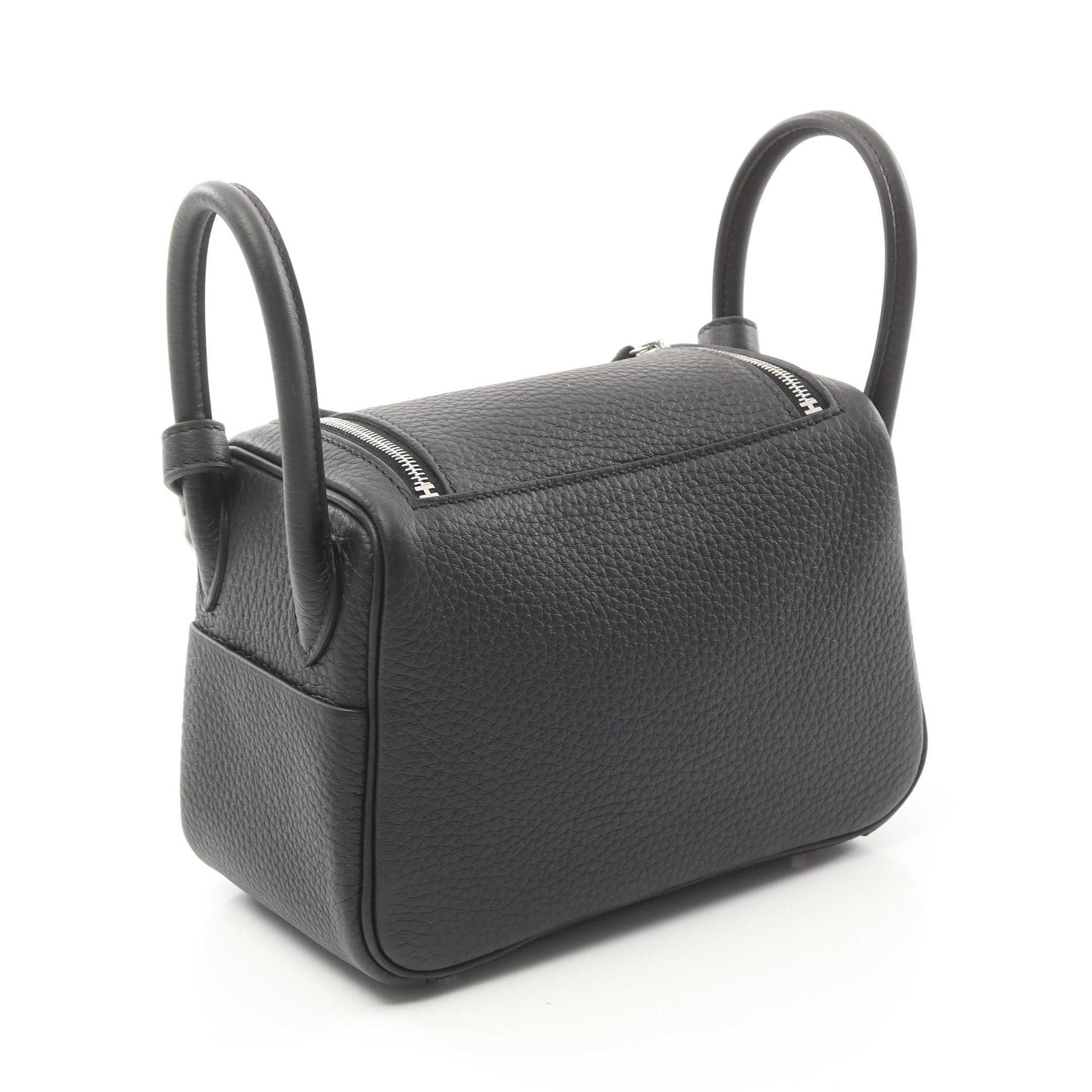 Hermes Hermes Lindy Mini Shoulder Bag Clemence Leather Black Silver Hardware Double Engraved Size ONE SIZE - 2 Thumbnail