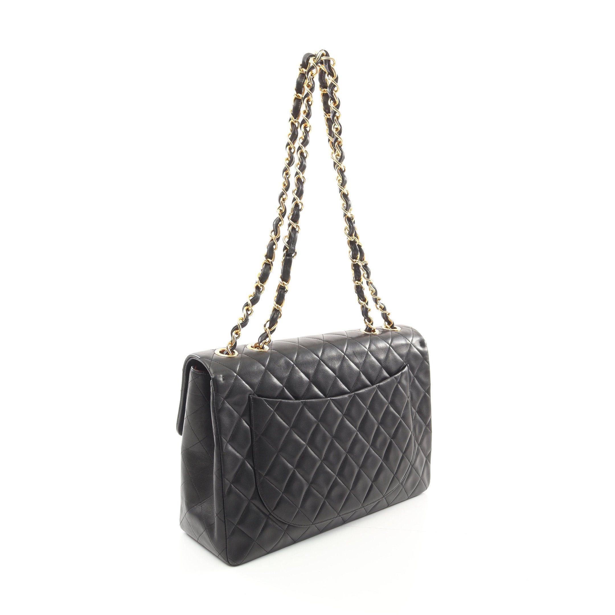 Chanel Chanel Decamatlassé 34 Double Chain Shoulder Bag Lambskin Black Gold Hardware Size ONE SIZE - 2 Thumbnail