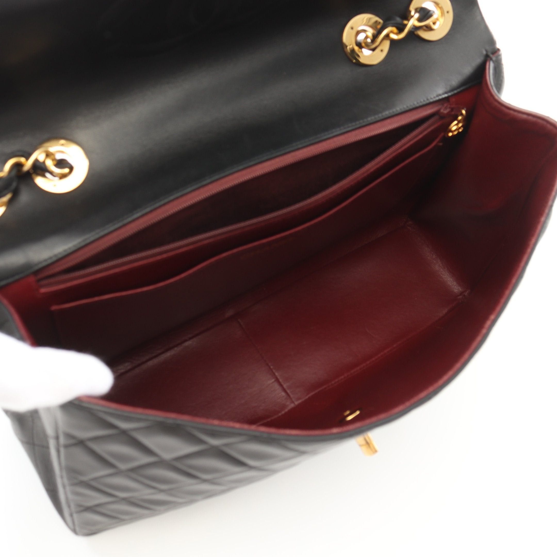 Chanel Chanel Decamatlassé 34 Double Chain Shoulder Bag Lambskin Black Gold Hardware Size ONE SIZE - 3 Thumbnail