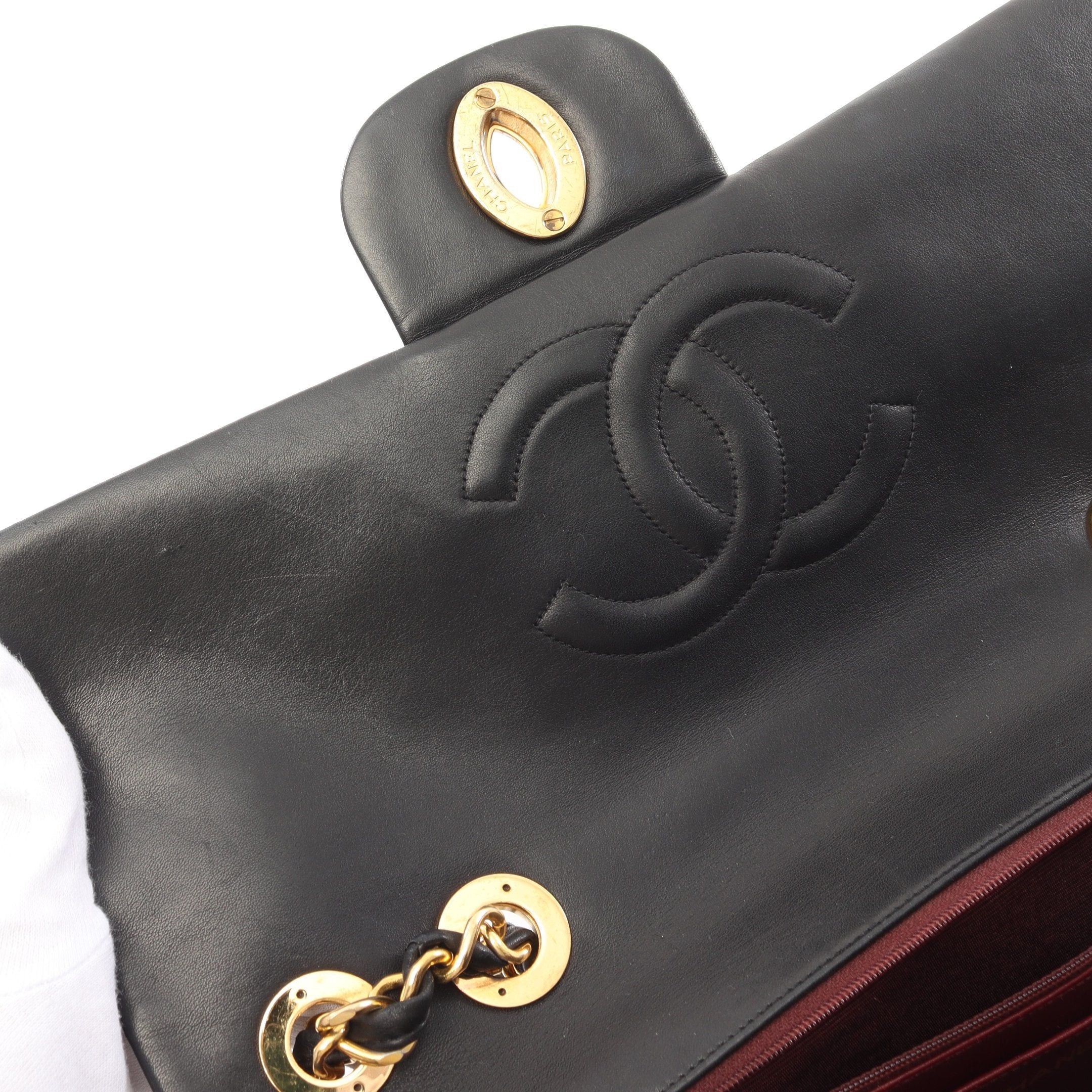 Chanel Chanel Decamatlassé 34 Double Chain Shoulder Bag Lambskin Black Gold Hardware Size ONE SIZE - 6 Thumbnail