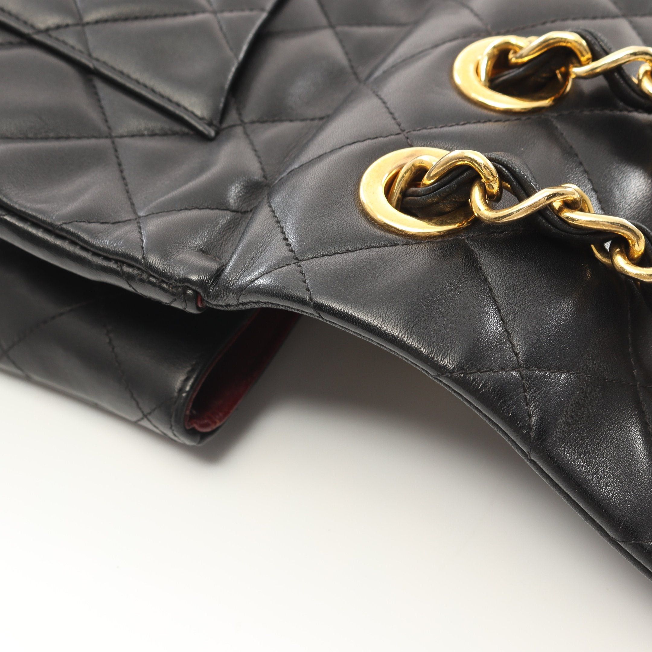 Chanel Chanel Decamatlassé 34 Double Chain Shoulder Bag Lambskin Black Gold Hardware Size ONE SIZE - 9 Thumbnail