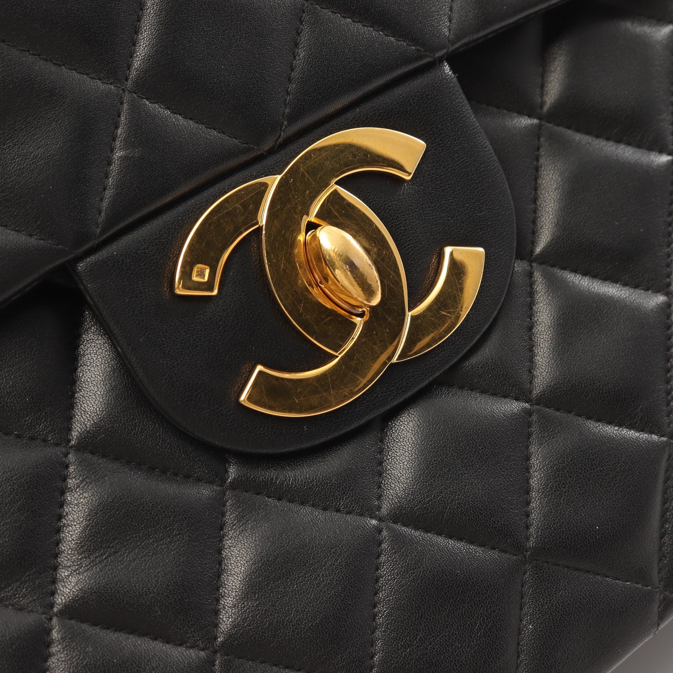 Chanel Chanel Decamatlassé 34 Double Chain Shoulder Bag Lambskin Black Gold Hardware Size ONE SIZE - 10 Thumbnail