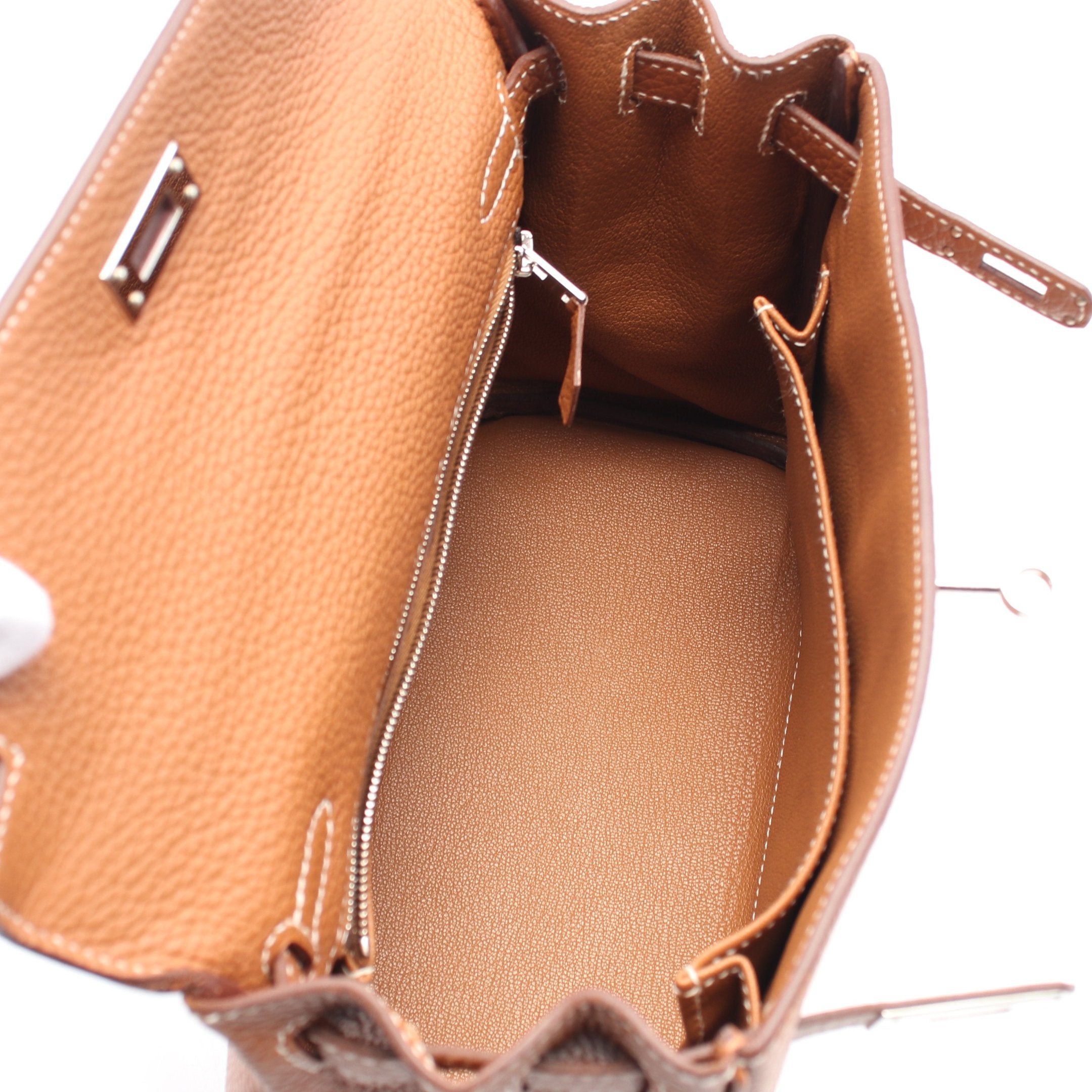 Hermes Hermes Kelly 25 Gold Handbag Togo Brown Silver Hardware Inner Stitch B Stamp Size ONE SIZE - 3 Thumbnail