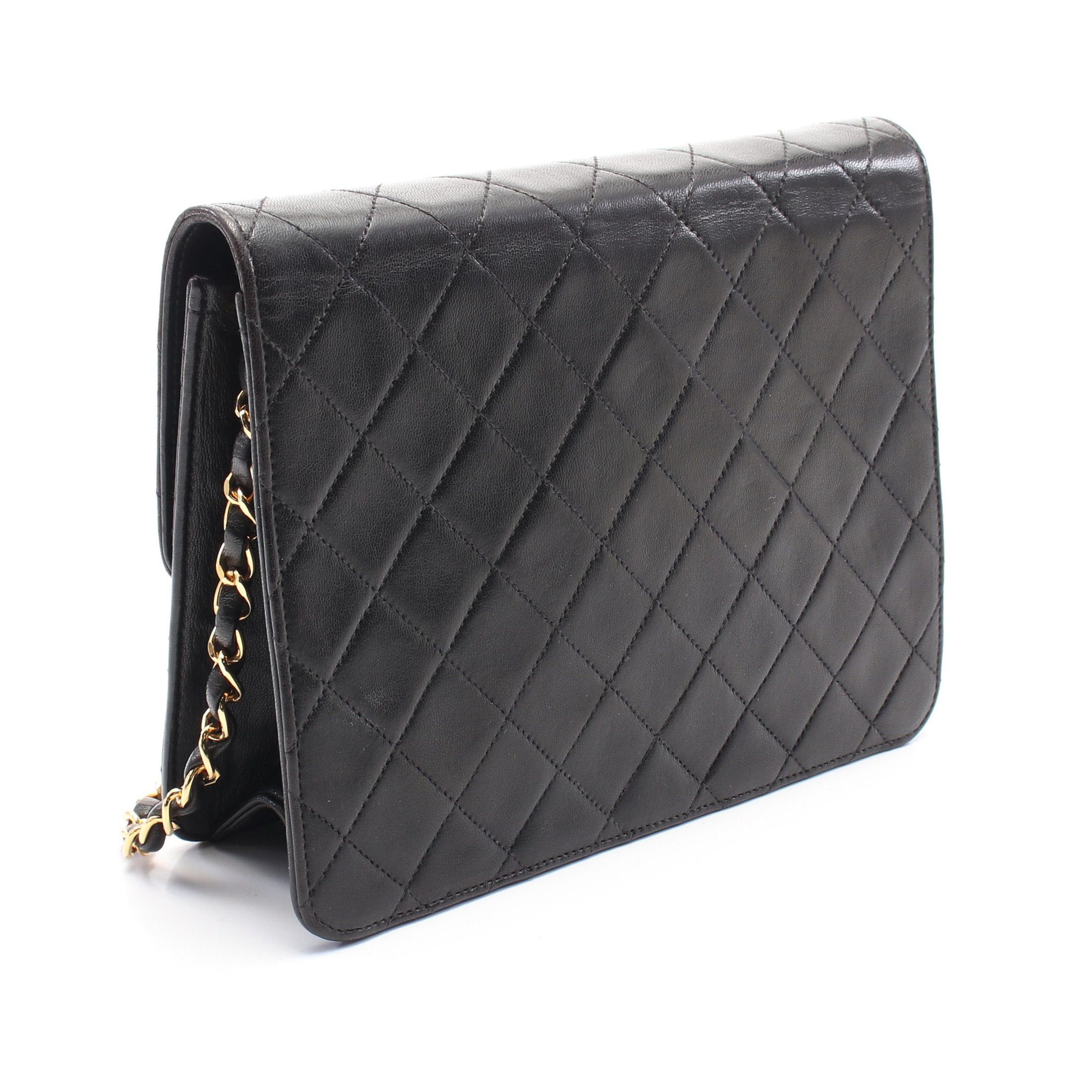 Chanel Chanel Matelasse Single Flap Chain Shoulder Bag Lambskin Black Gold Hardware Push Lock Size ONE SIZE - 2 Thumbnail