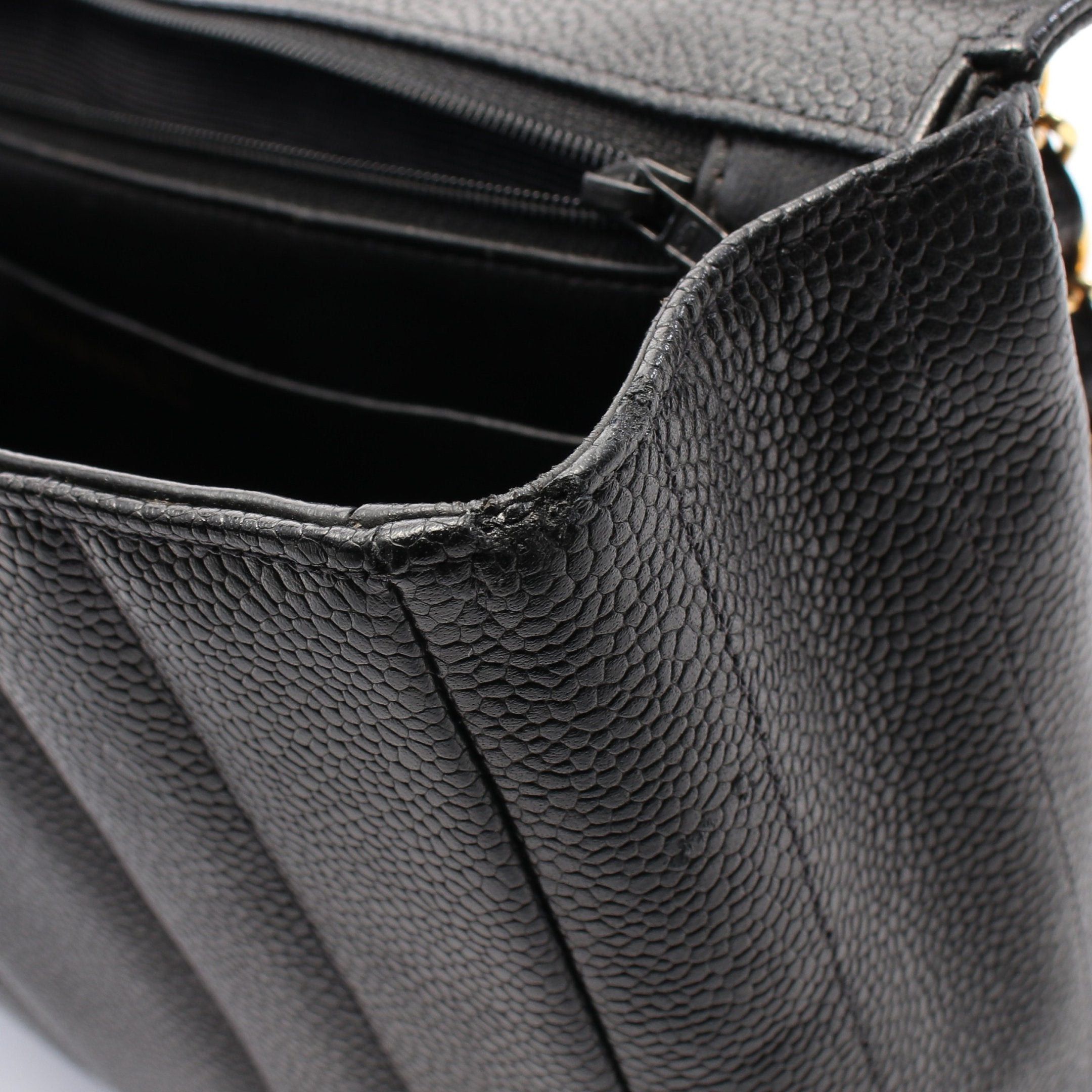 Chanel Chanel Mademoiselle Chain Shoulder Bag Caviar Skin Black Gold Hardware Size ONE SIZE - 7 Thumbnail