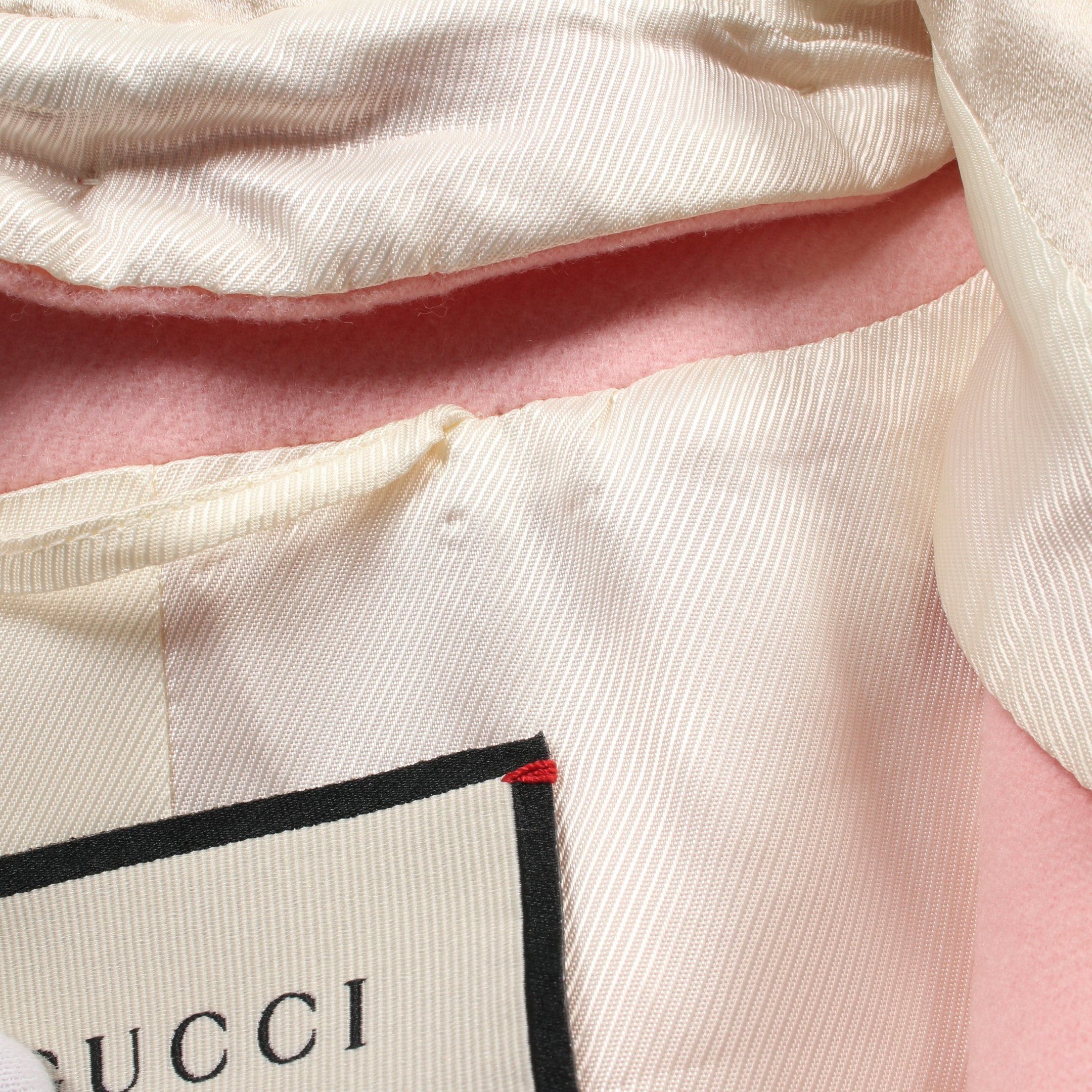 Gucci Gucci Wool Removable Bow Cuffs Collar Coat Silk Pink Size ONE SIZE - 11 Thumbnail