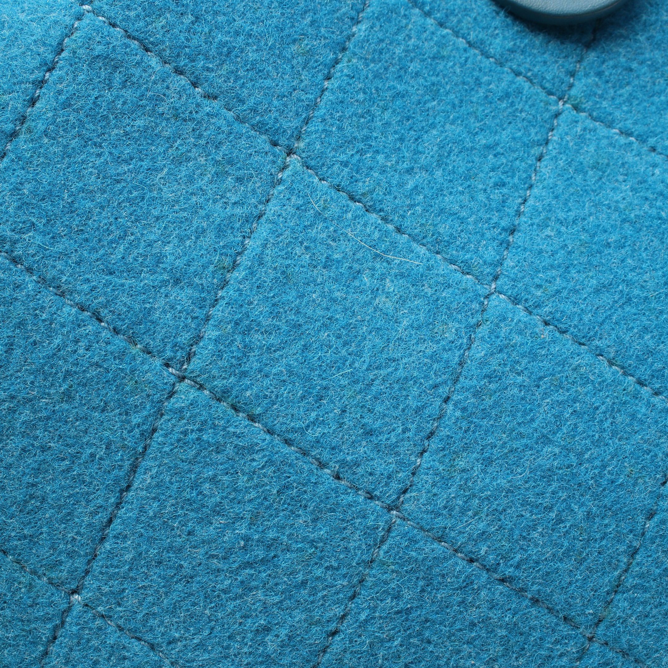 Chanel Chanel Matelasse Shoulder Bag Tote Wool Leather Turquoise Blue Antique Silver Hardware Size ONE SIZE - 7 Thumbnail