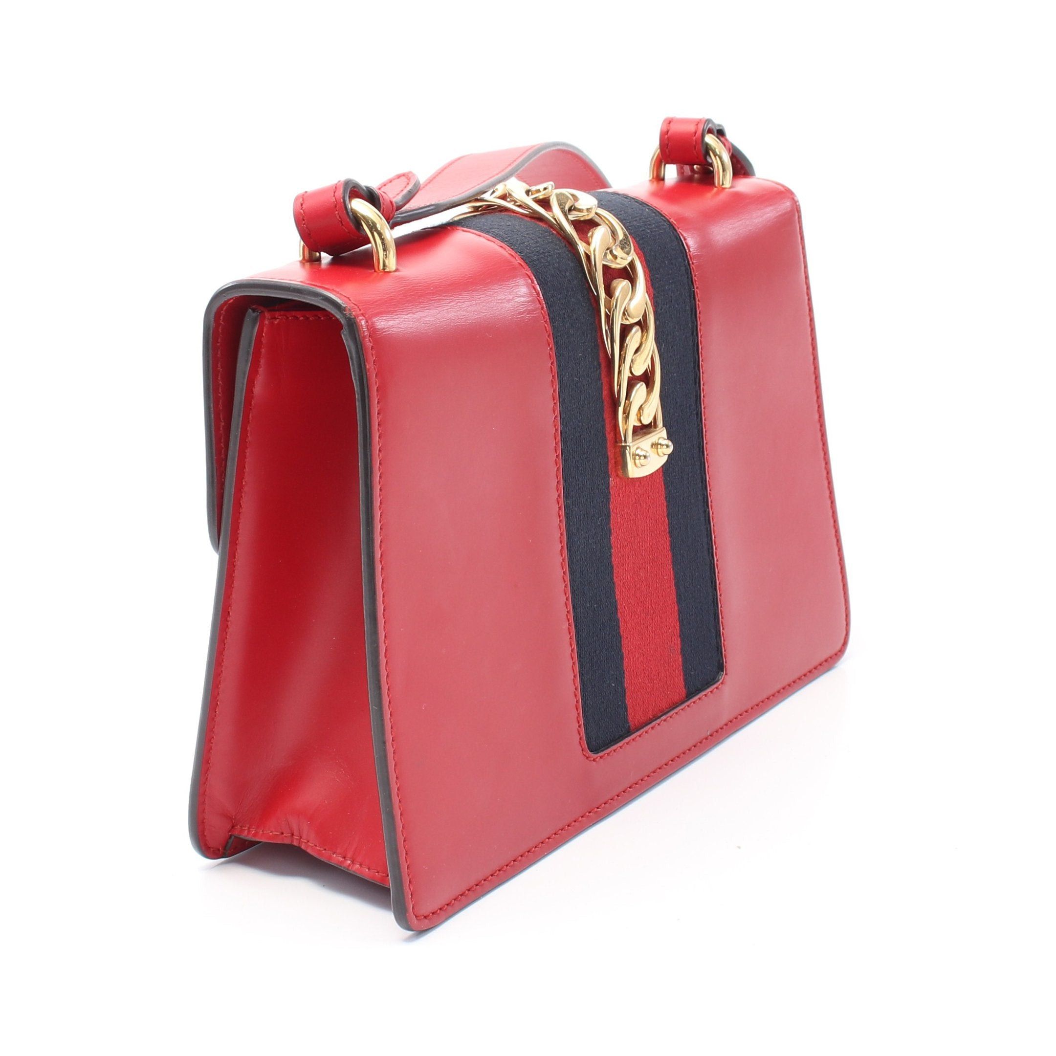 Gucci Gucci Sylvie Small Web Line Shoulder Bag Leather Red Navy Size ONE SIZE - 2 Thumbnail