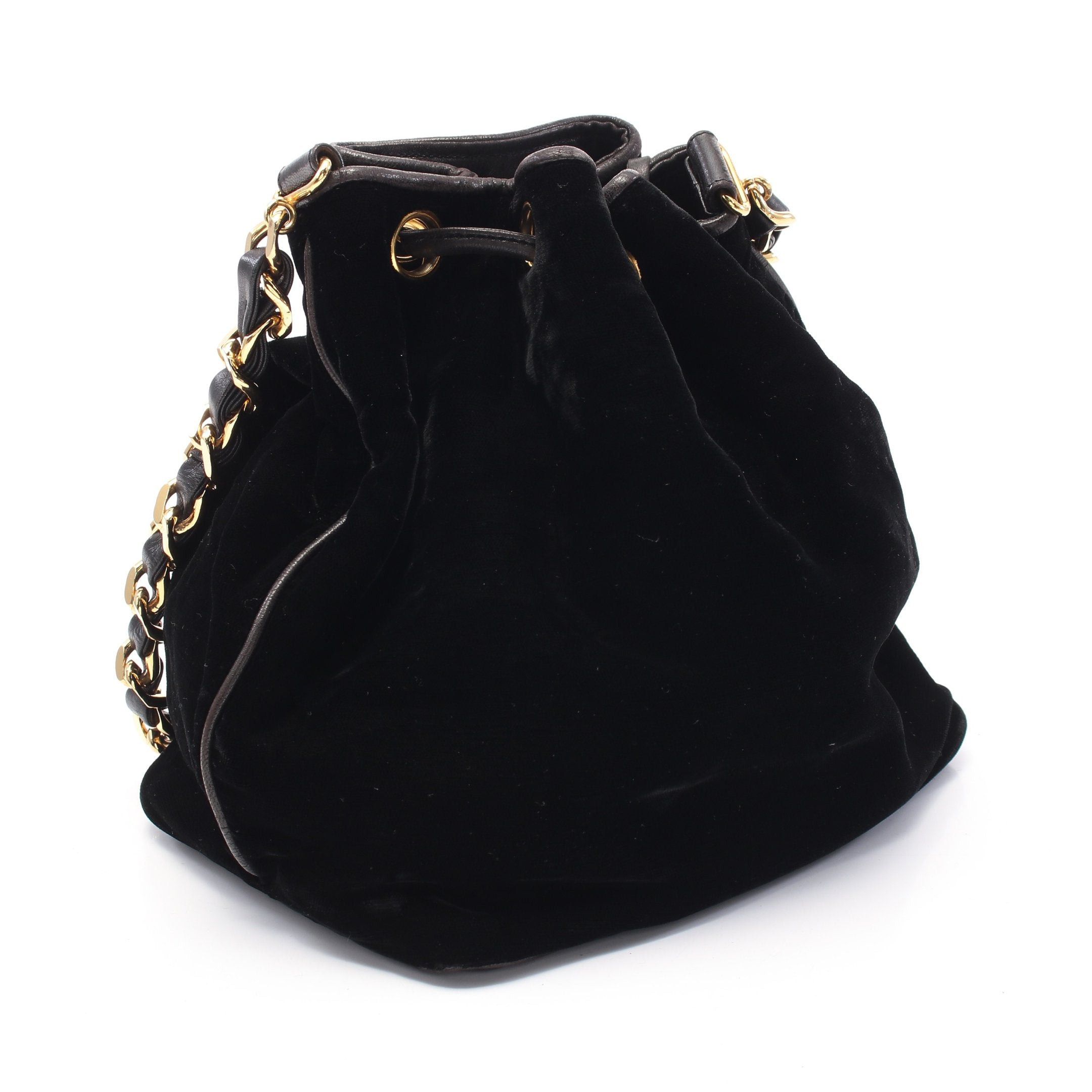 Chanel Chanel Coco Mark Purse Chain Shoulder Bag Velor Leather Black Gold Hardware With Pouch Size ONE SIZE - 2 Thumbnail