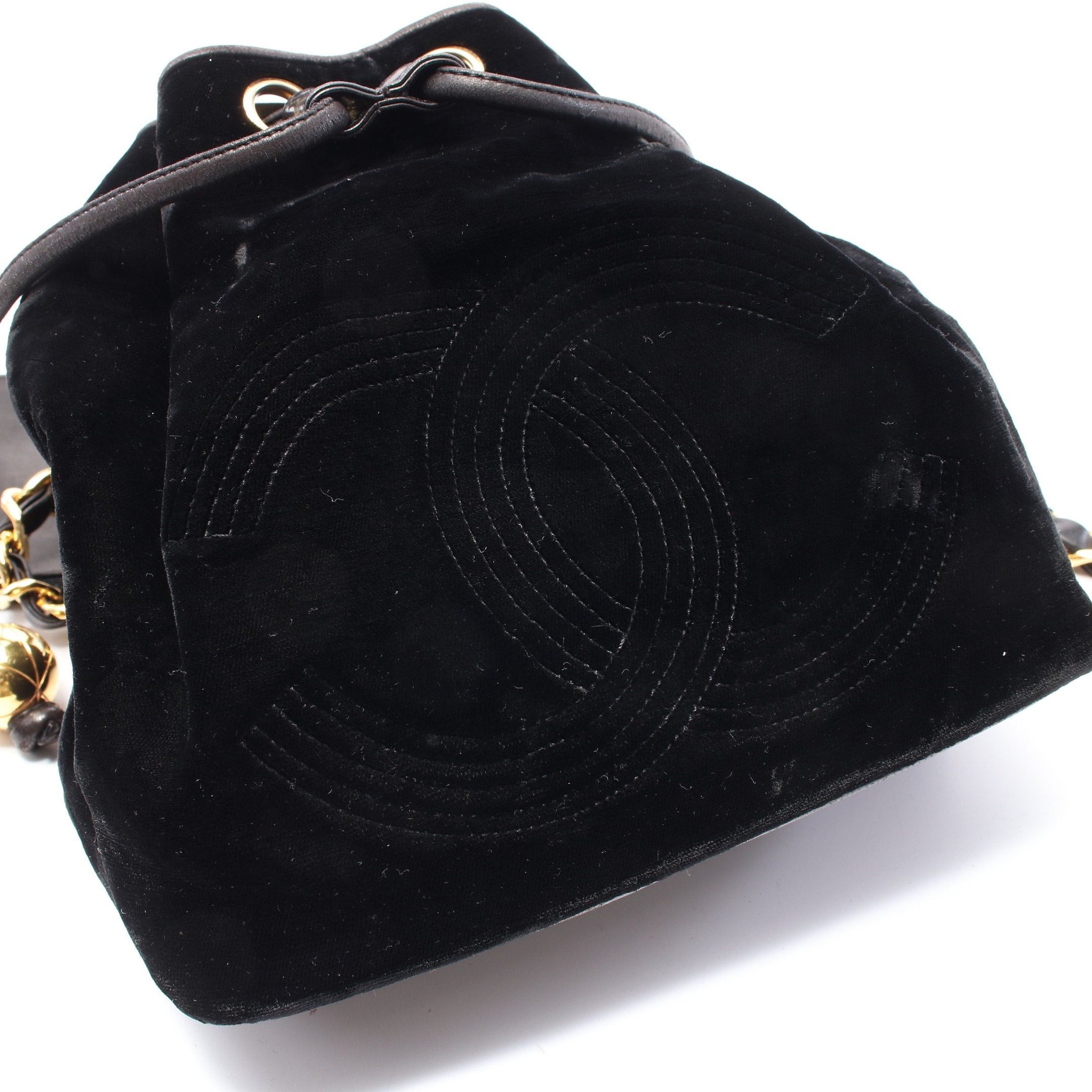 Chanel Chanel Coco Mark Purse Chain Shoulder Bag Velor Leather Black Gold Hardware With Pouch Size ONE SIZE - 9 Thumbnail